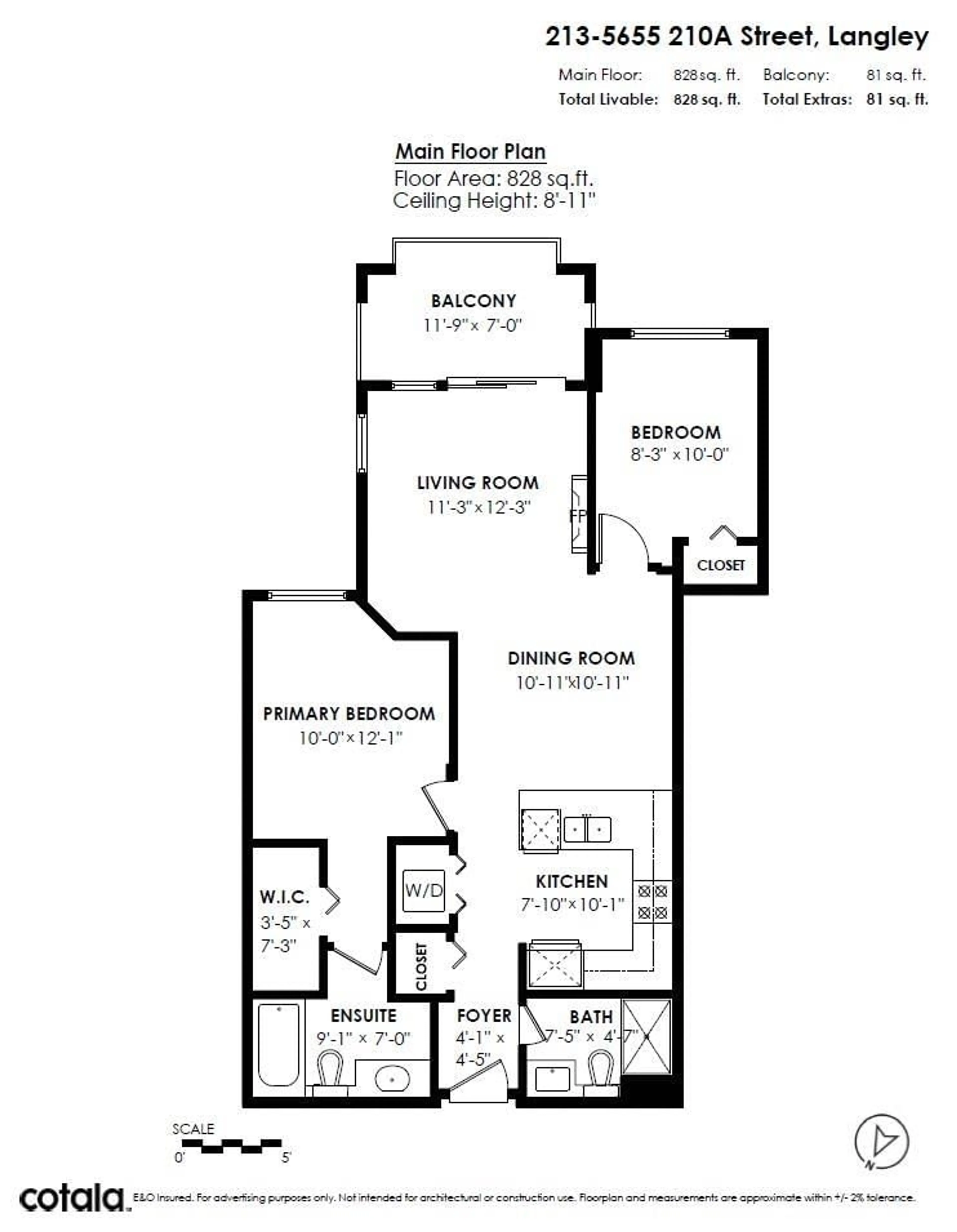 Floor plan for 213 - 5655 210A, Langley British Columbia V3A0G4