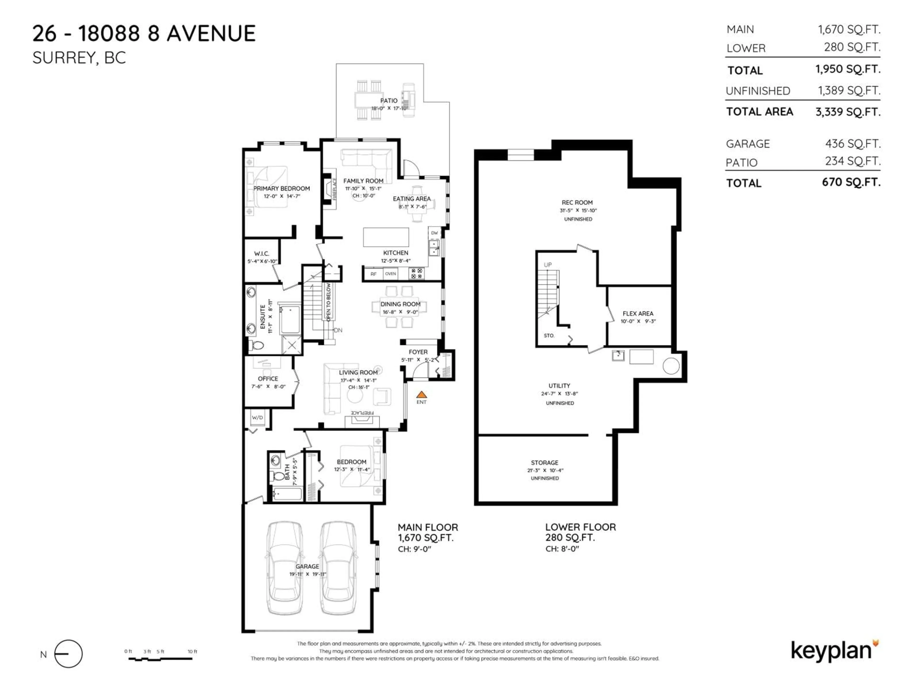 Floor plan for 26 - 18088 8, Surrey British Columbia V3Z9T6