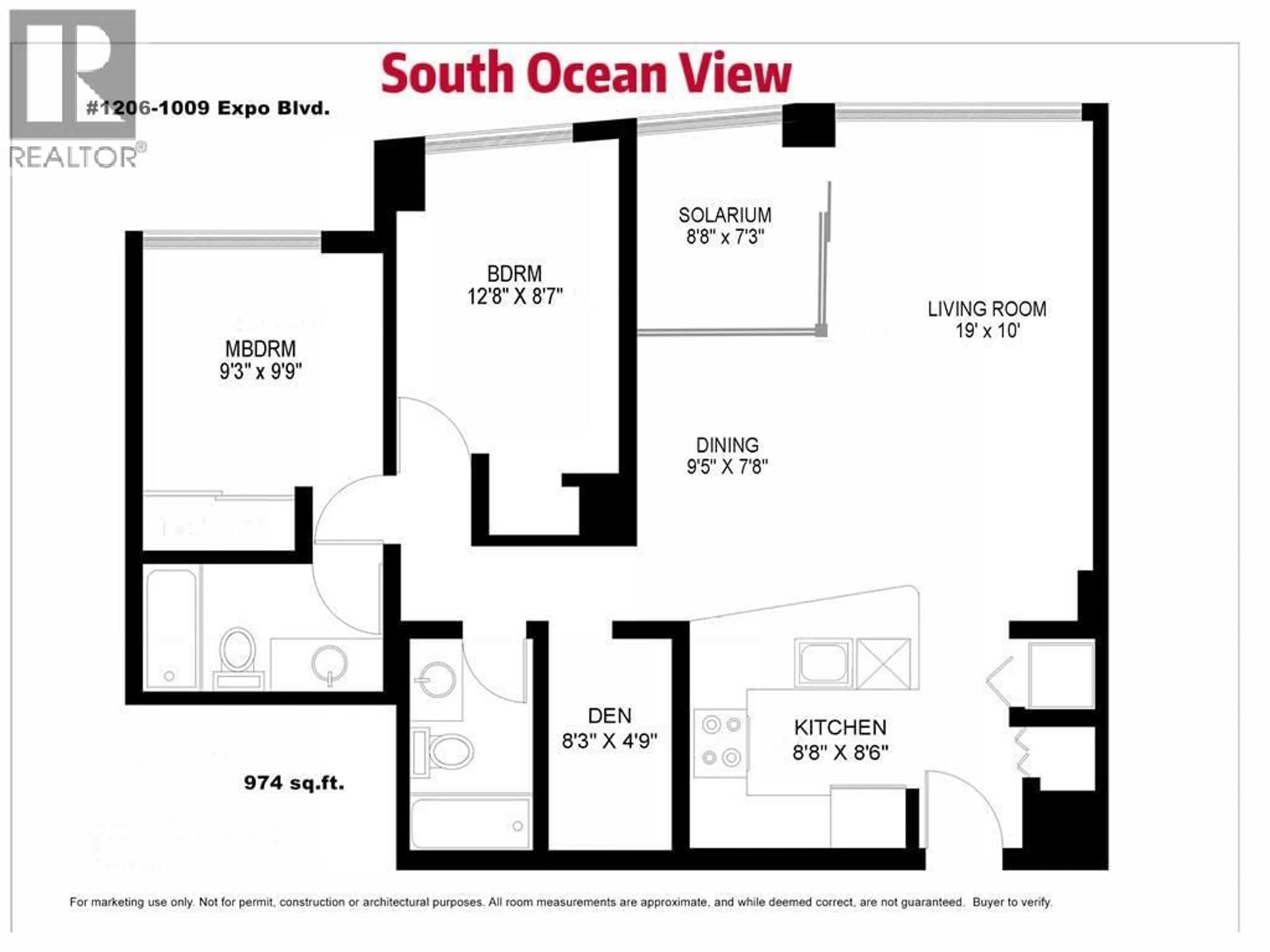 Floor plan for 1206 - 1009 EXPO BOULEVARD, Vancouver British Columbia V6Z2V9