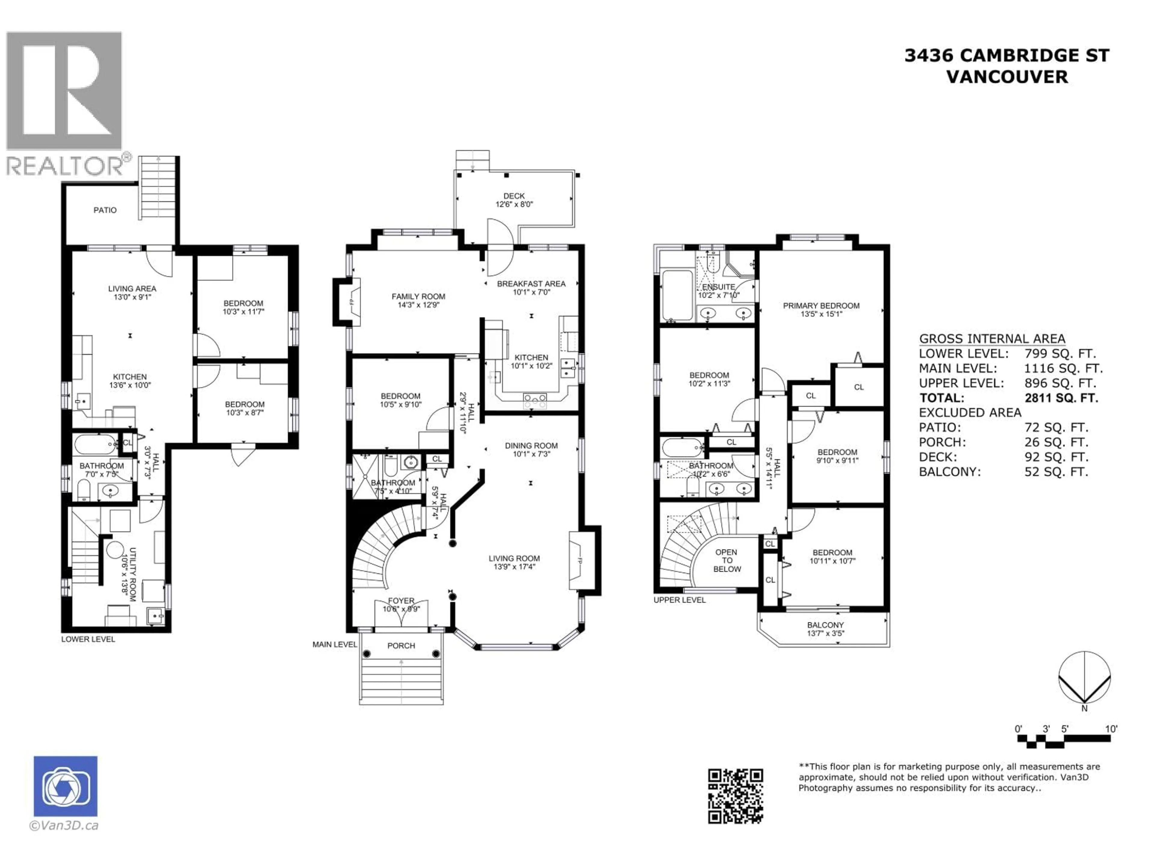 Floor plan for 3436 CAMBRIDGE STREET, Vancouver British Columbia V5K1M2