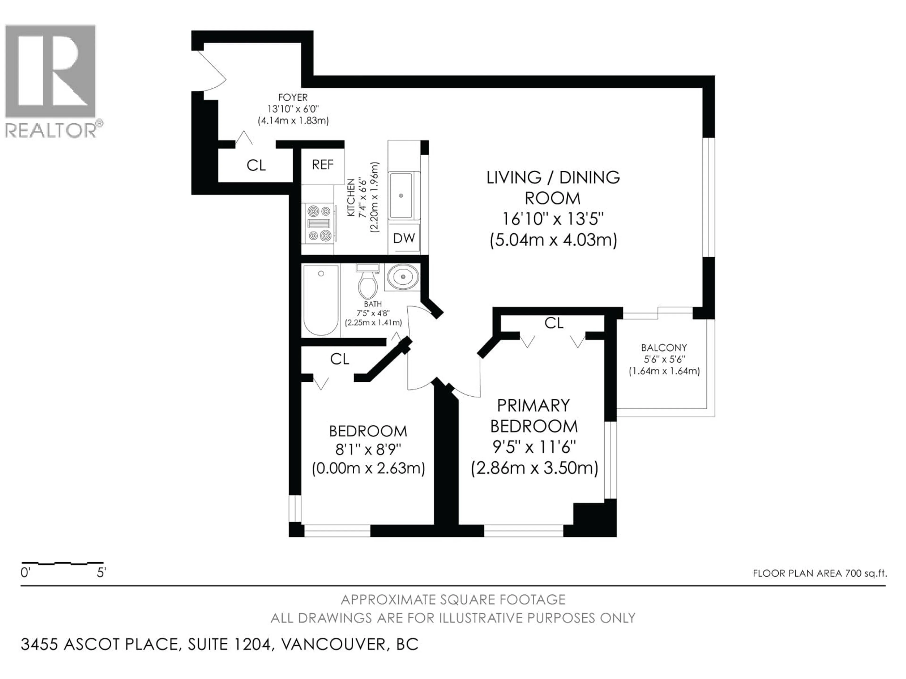 Floor plan for 1204 - 3455 ASCOT PLACE, Vancouver British Columbia V5R6B7