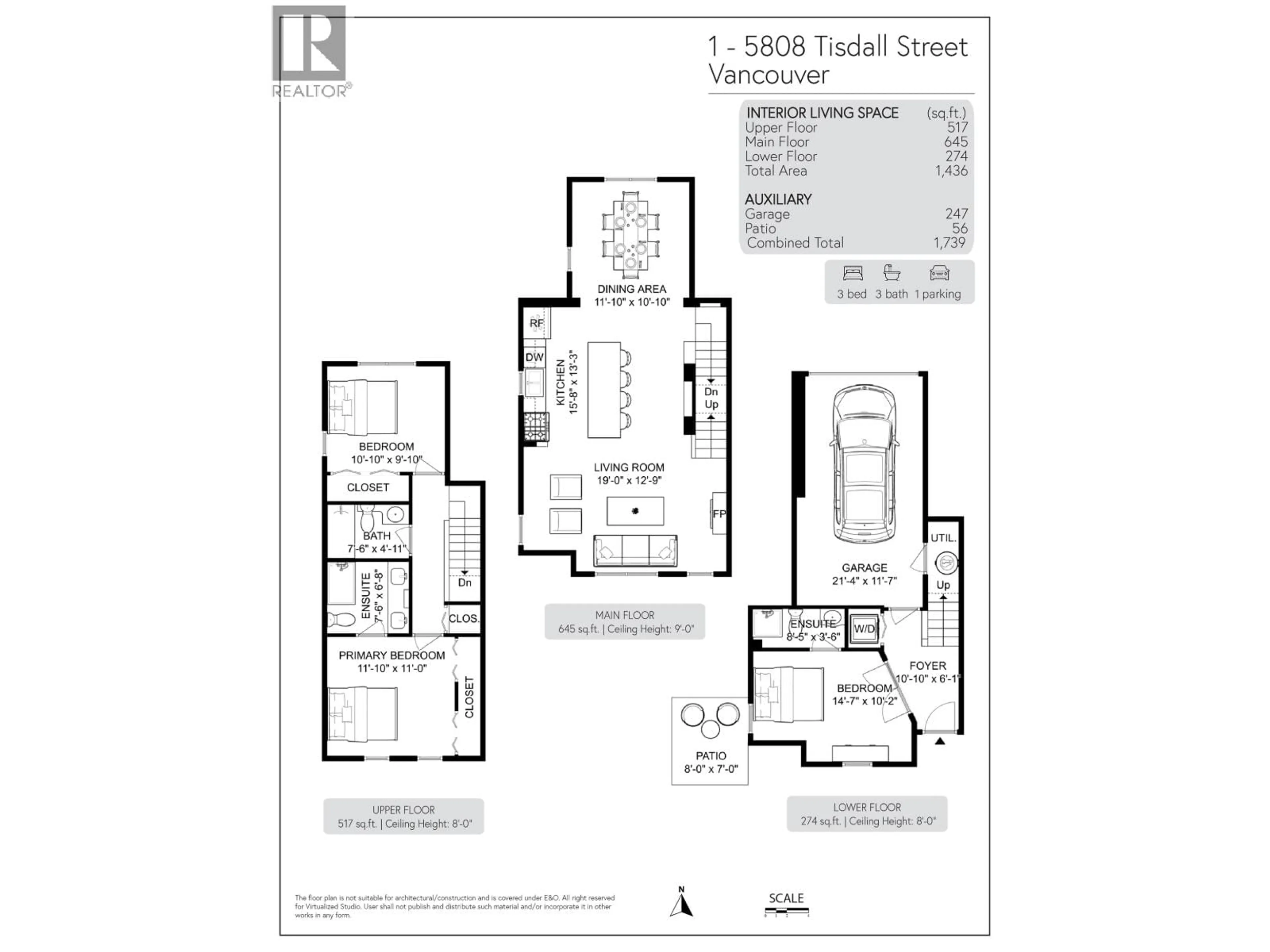 Floor plan for 1 - 5808 TISDALL STREET, Vancouver British Columbia V5Z3N2