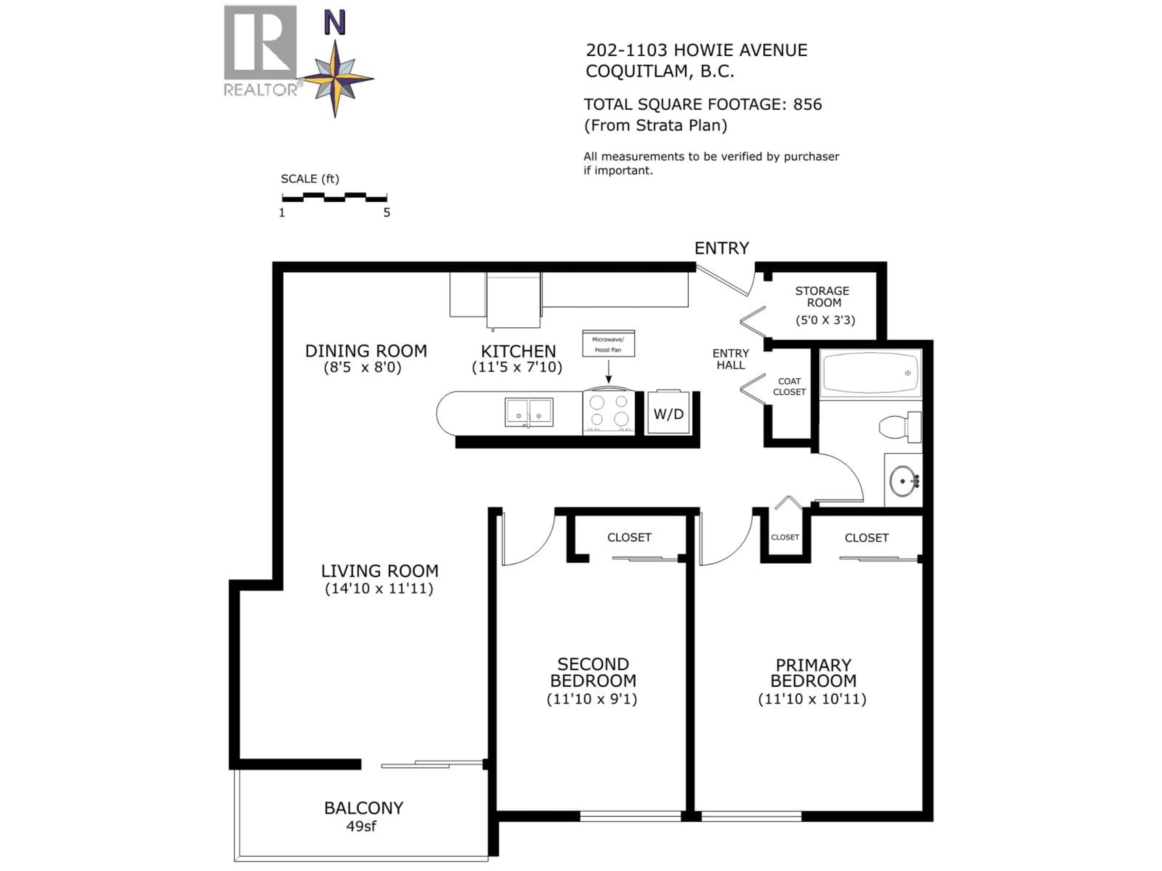 Floor plan for 202 - 1103 HOWIE AVENUE, Coquitlam British Columbia V3J1T9