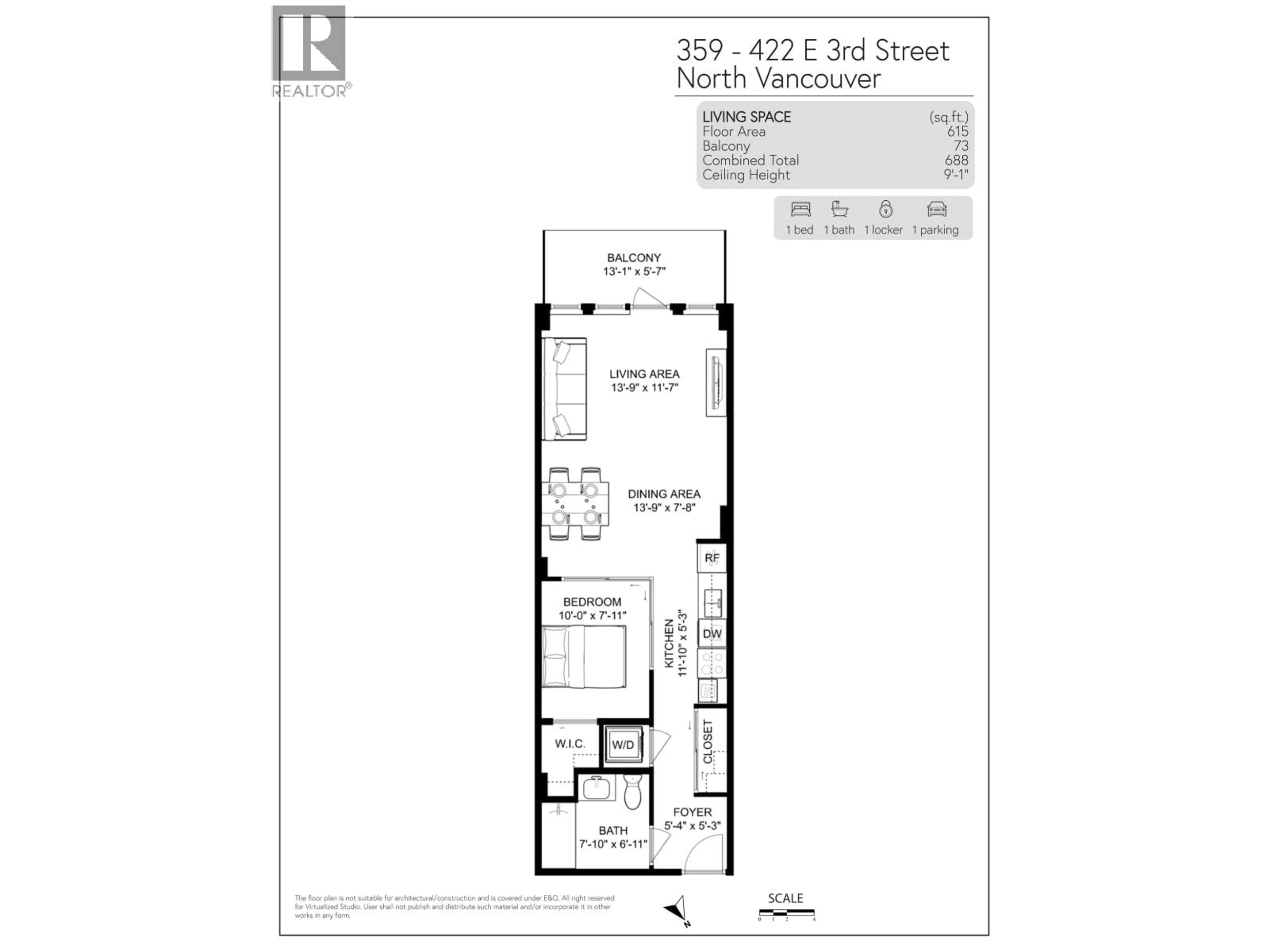 Floor plan for 359 - 422 3RD STREET, North Vancouver British Columbia V7L0K1