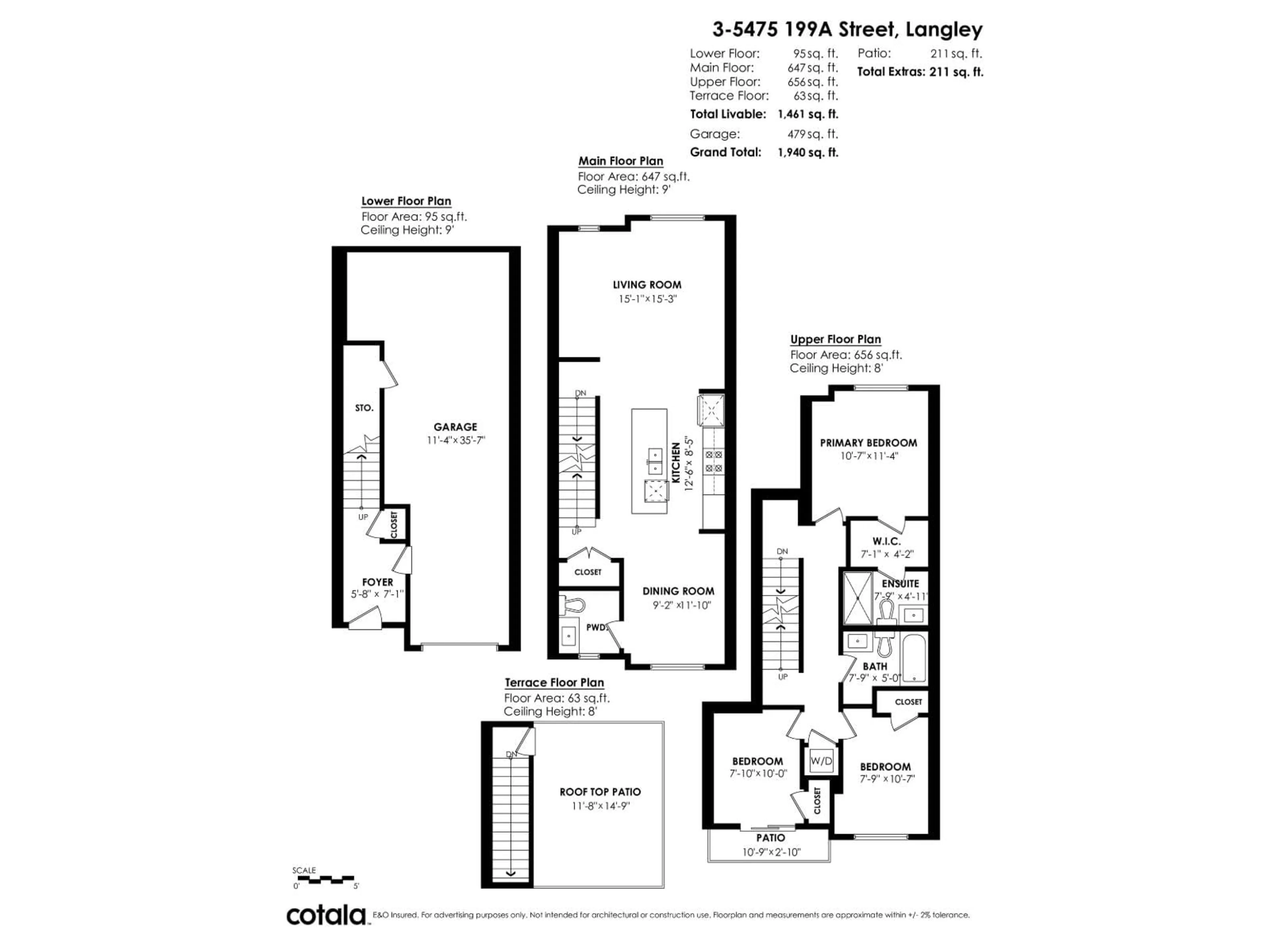 Floor plan for 3 - 5475 199A, Langley British Columbia V3A1J7