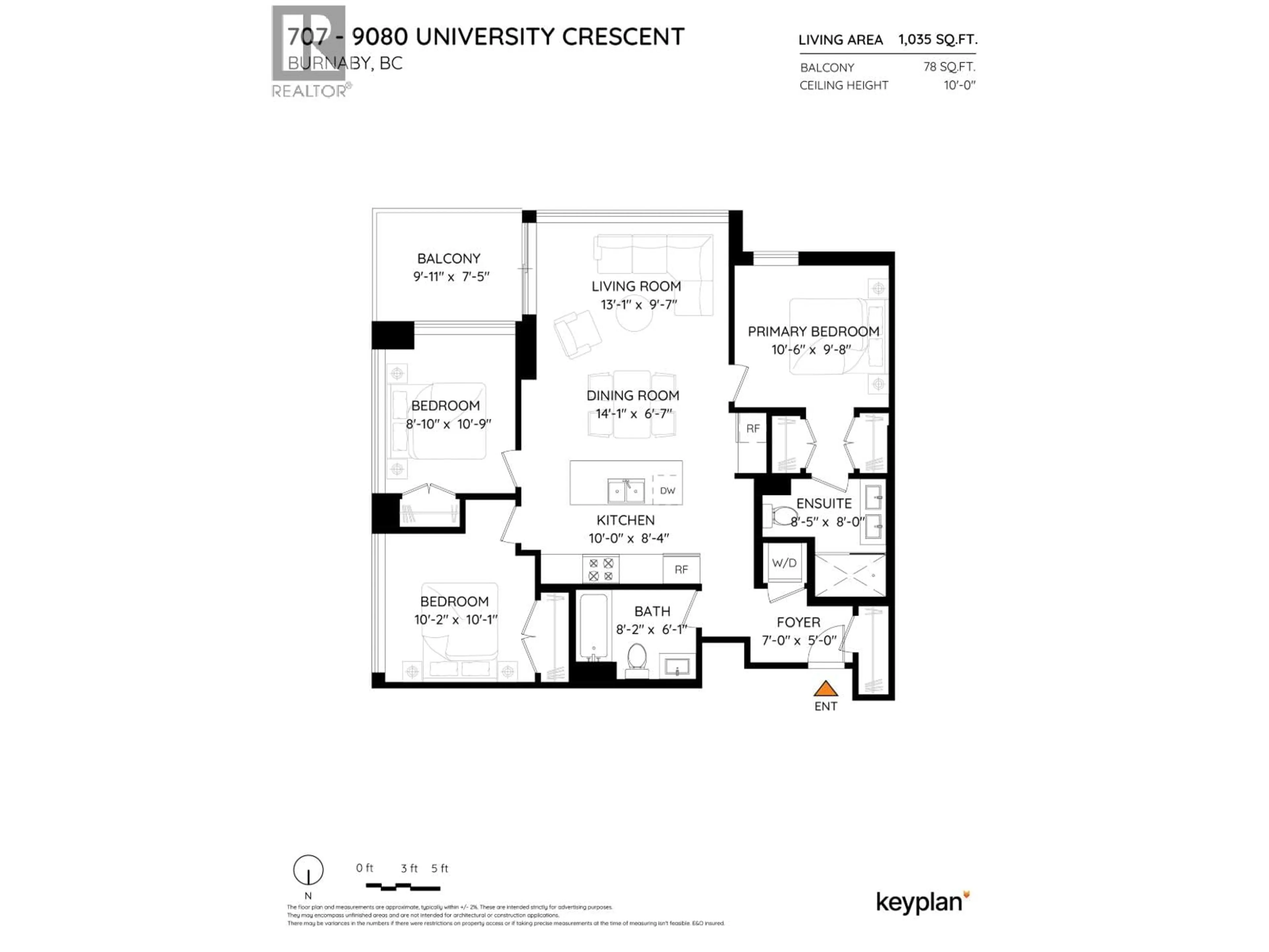 Floor plan for 707 - 9080 UNIVERSITY CRESCENT, Burnaby British Columbia V5A0B7