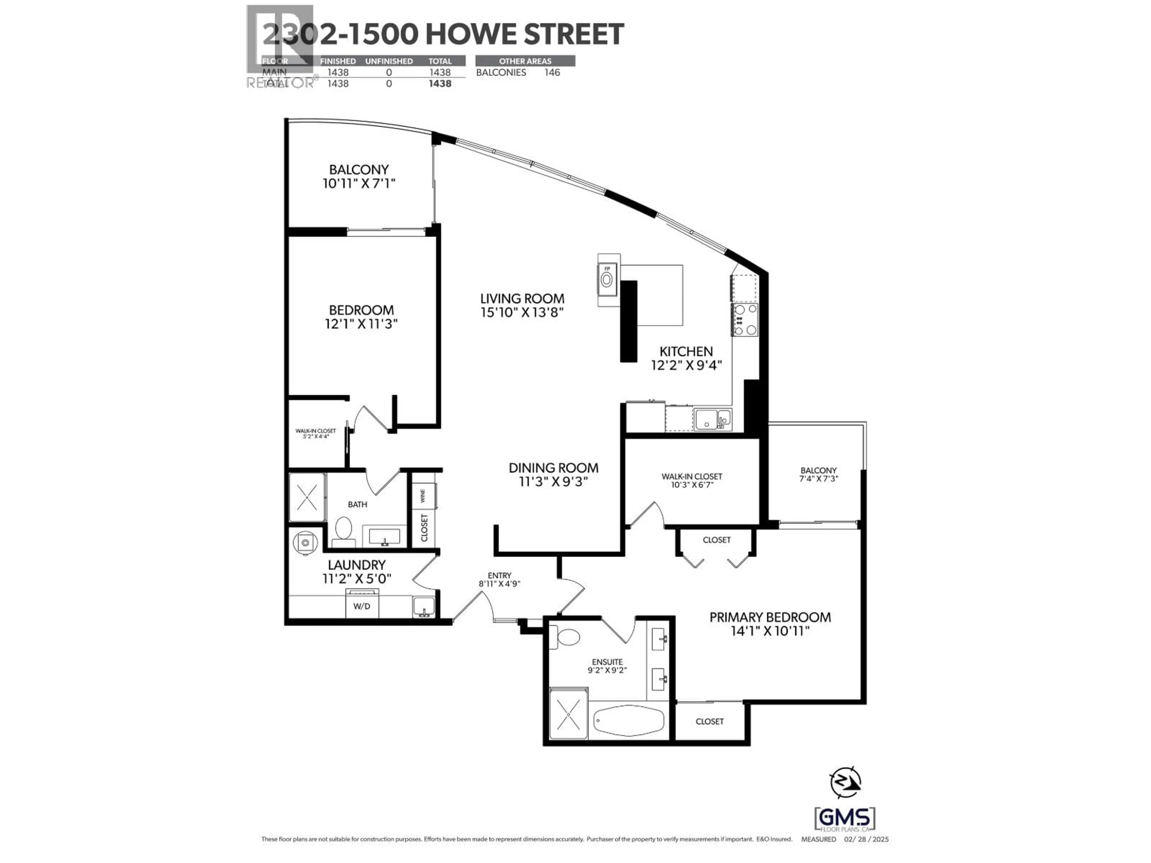 Floor plan for 2302 - 1500 HOWE STREET, Vancouver British Columbia V6Z2N1