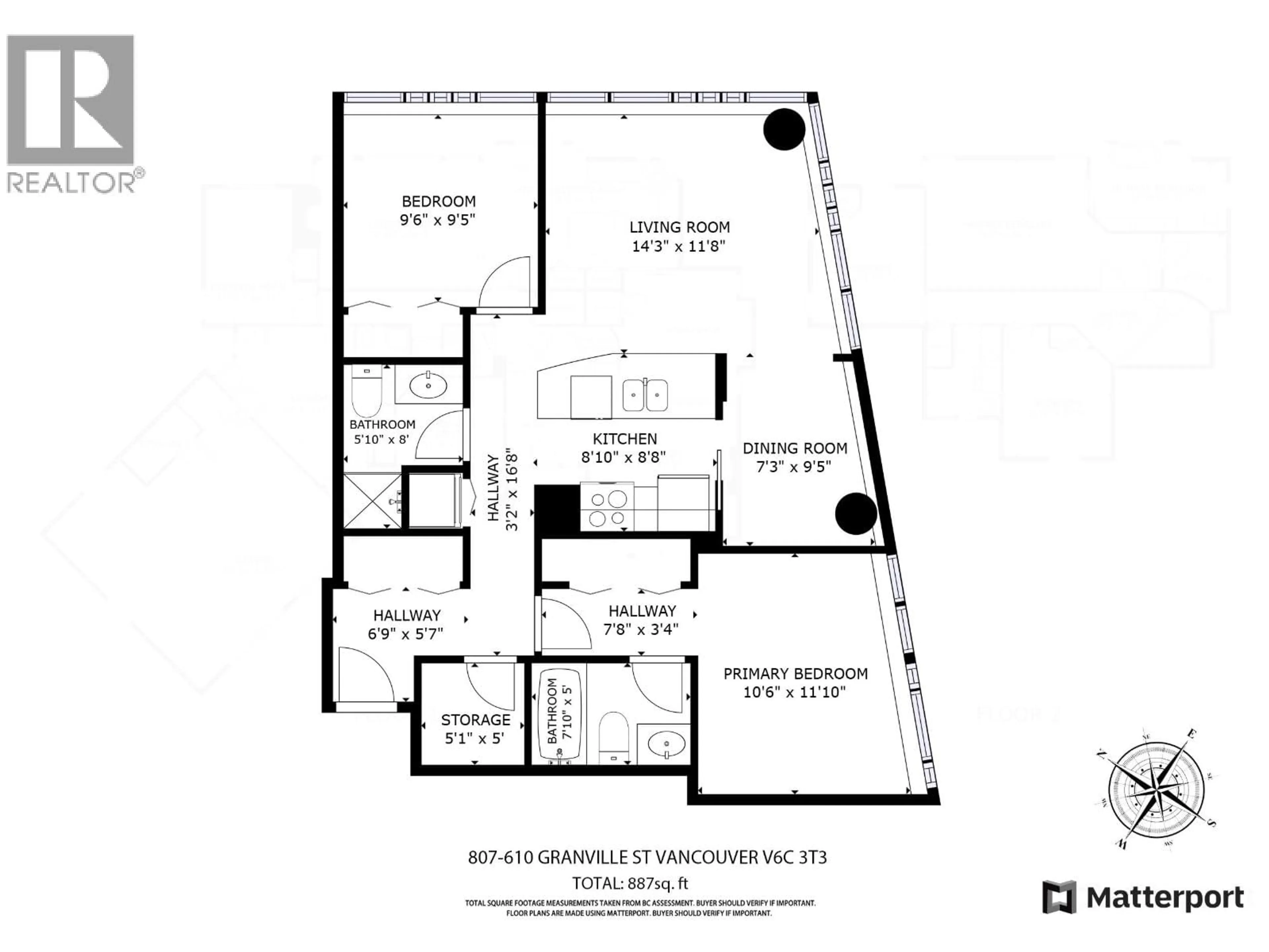 Floor plan for 807 - 610 GRANVILLE STREET, Vancouver British Columbia V6C3T3