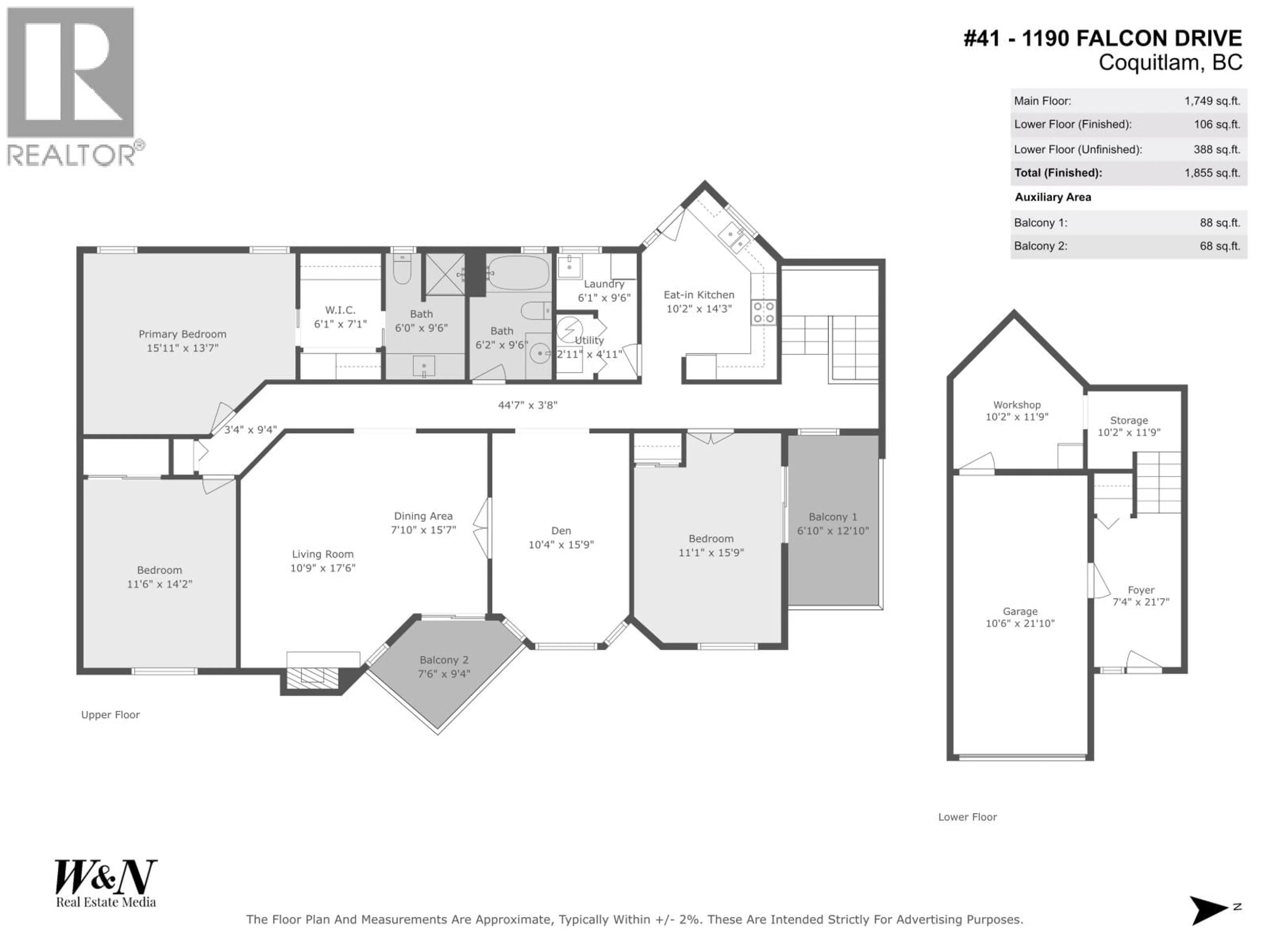Floor plan for 41 - 1190 FALCON DRIVE, Coquitlam British Columbia V3E2M4