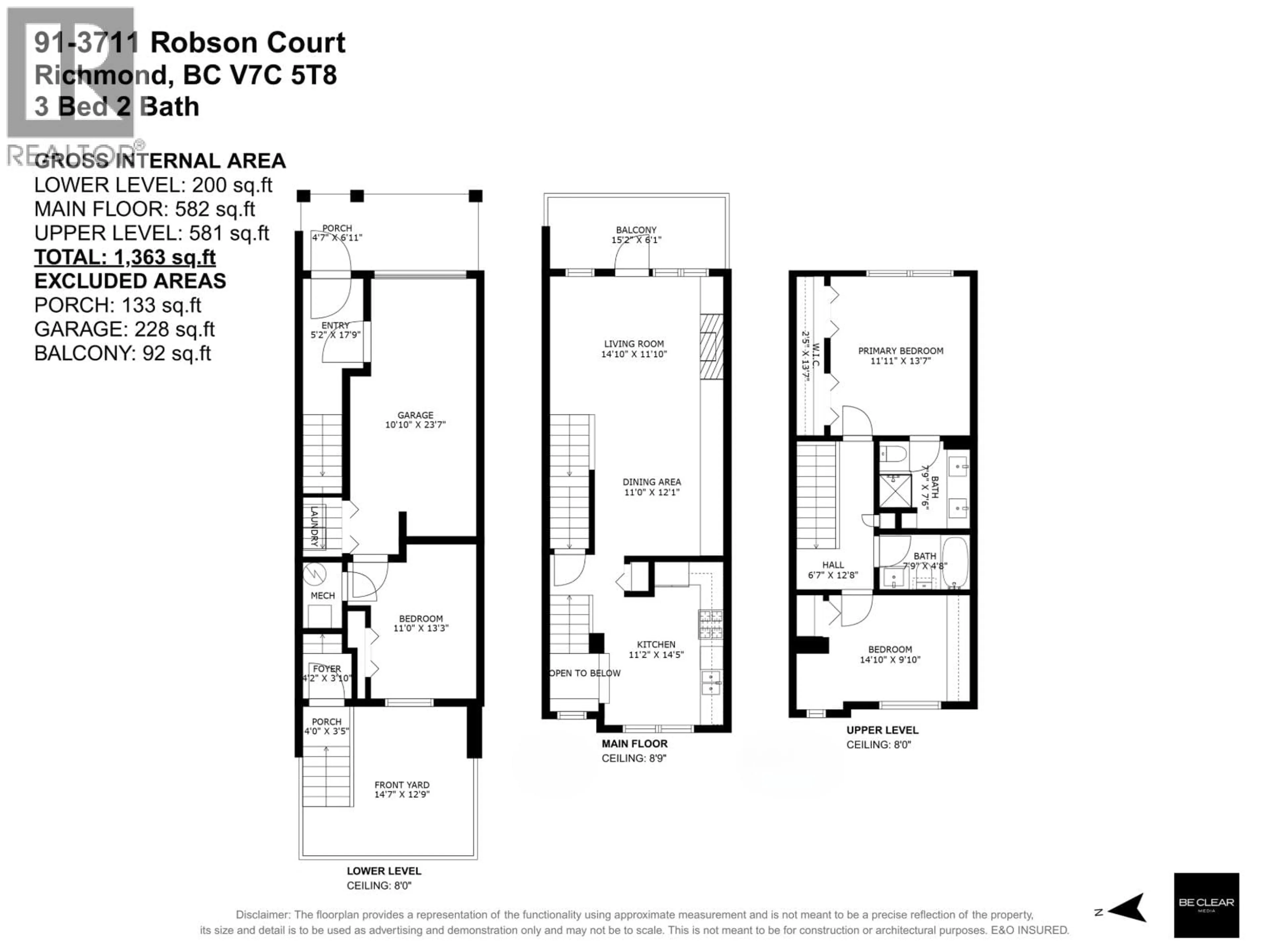 Floor plan for 91 - 3711 ROBSON COURT, Richmond British Columbia V7C5T8