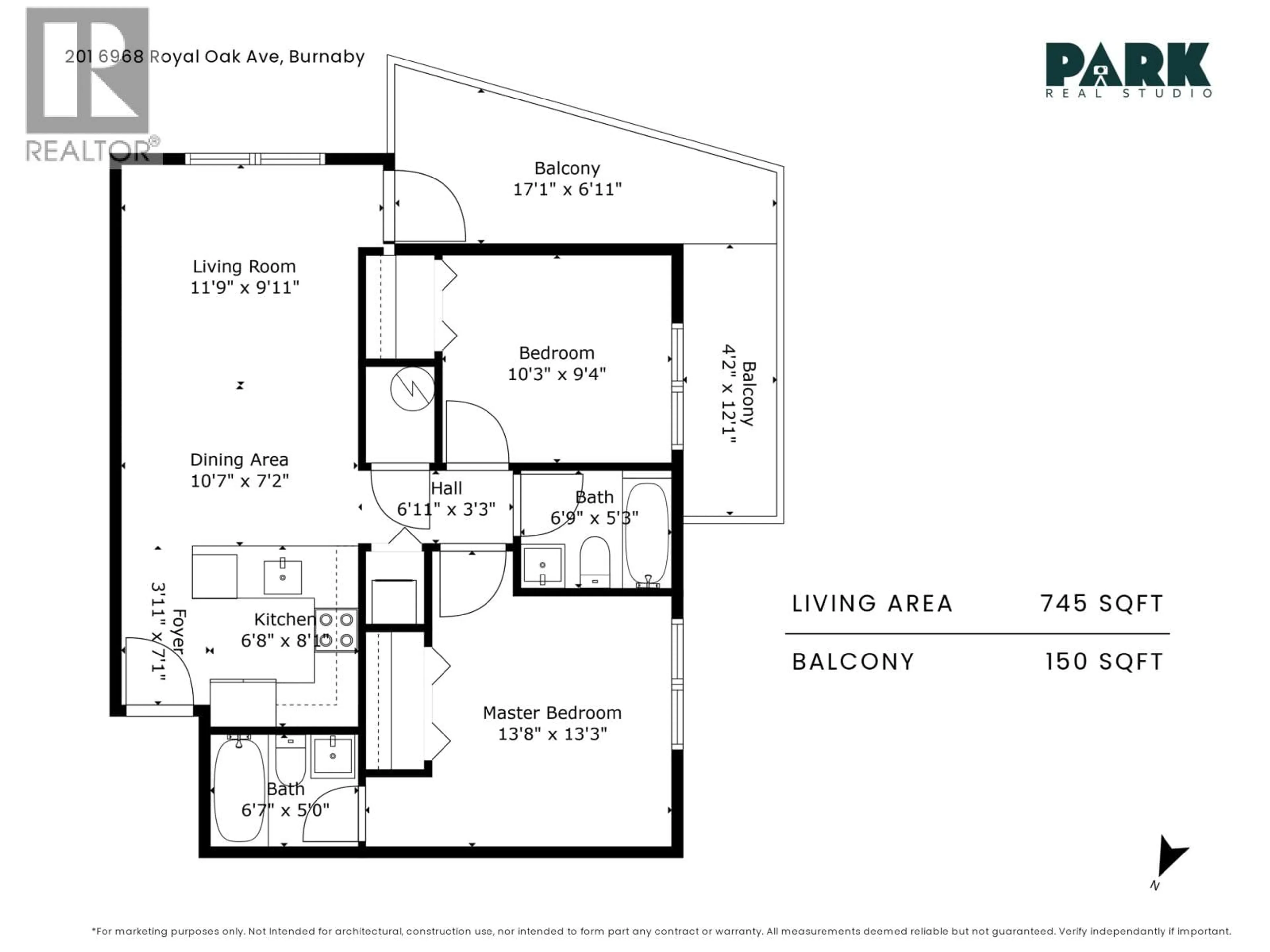 Floor plan for 201 - 6968 ROYAL OAK AVENUE, Burnaby British Columbia V5J4J2