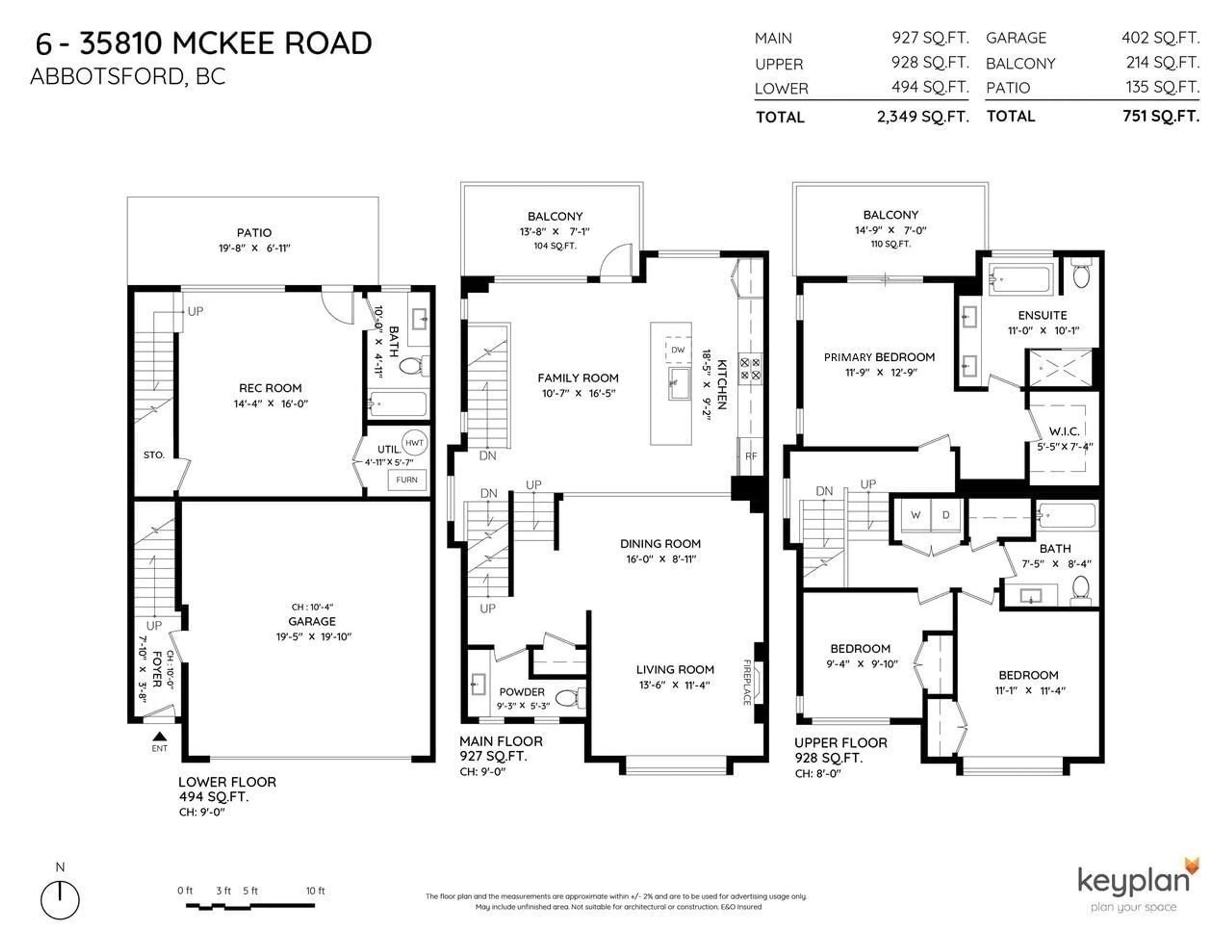 Floor plan for 6 - 35810 MCKEE, Abbotsford British Columbia V3G0H9