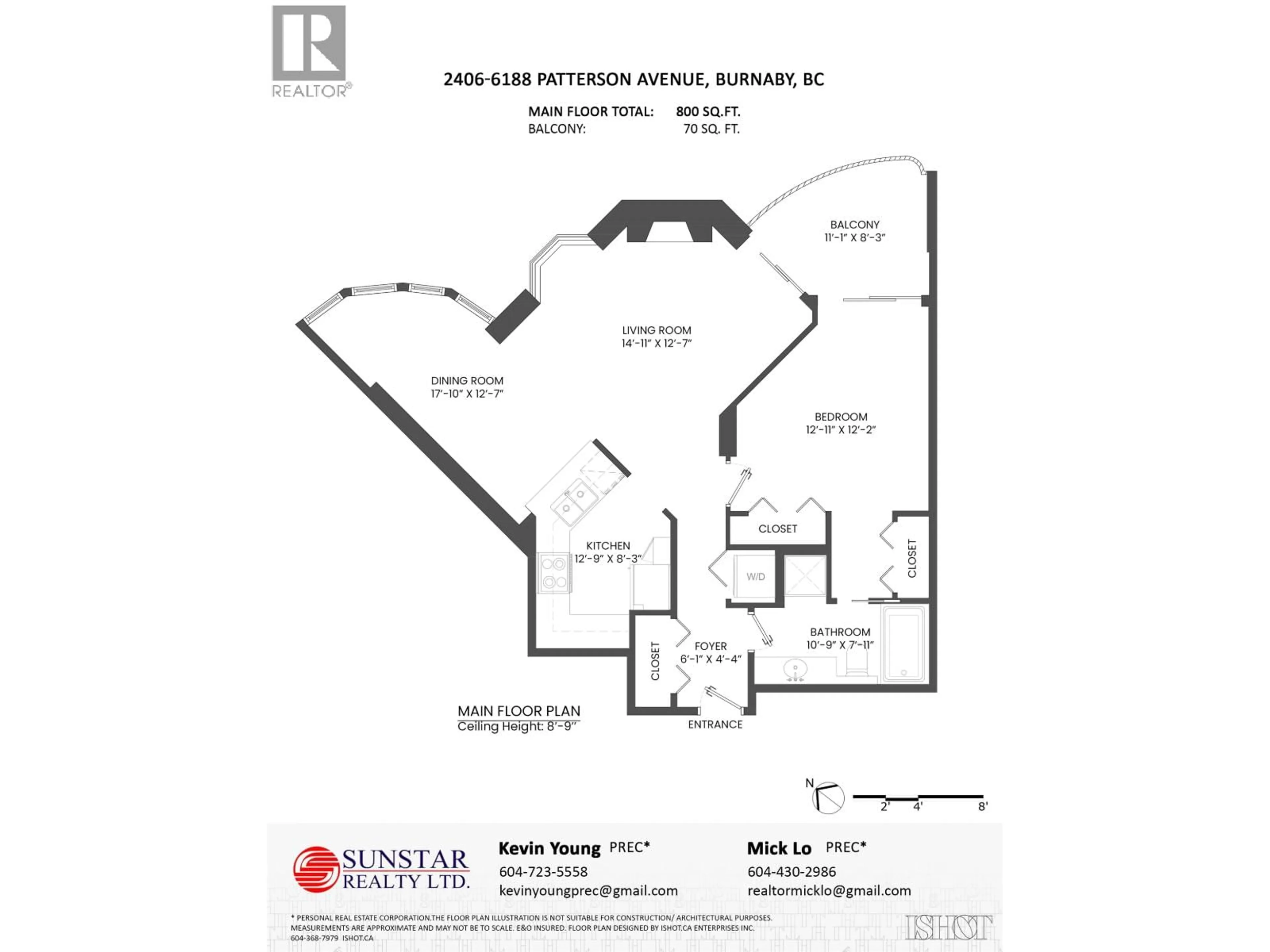 Floor plan for 2406 - 6188 PATTERSON AVENUE, Burnaby British Columbia V5H2N1