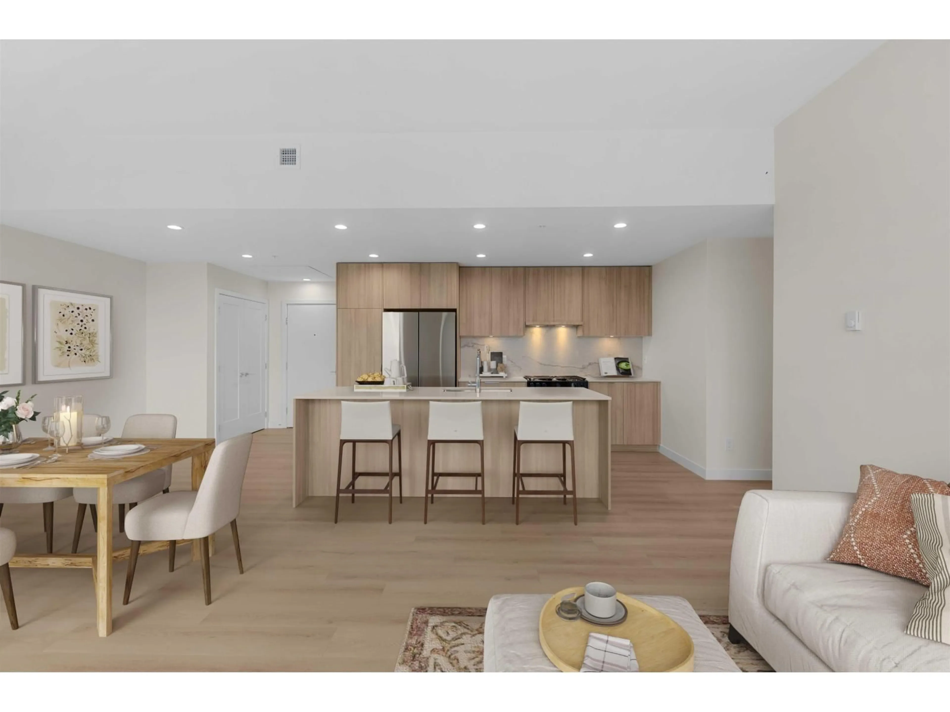 Open concept kitchen, wood/laminate floor for 512 - 20049 82, Langley British Columbia V2Y2A7