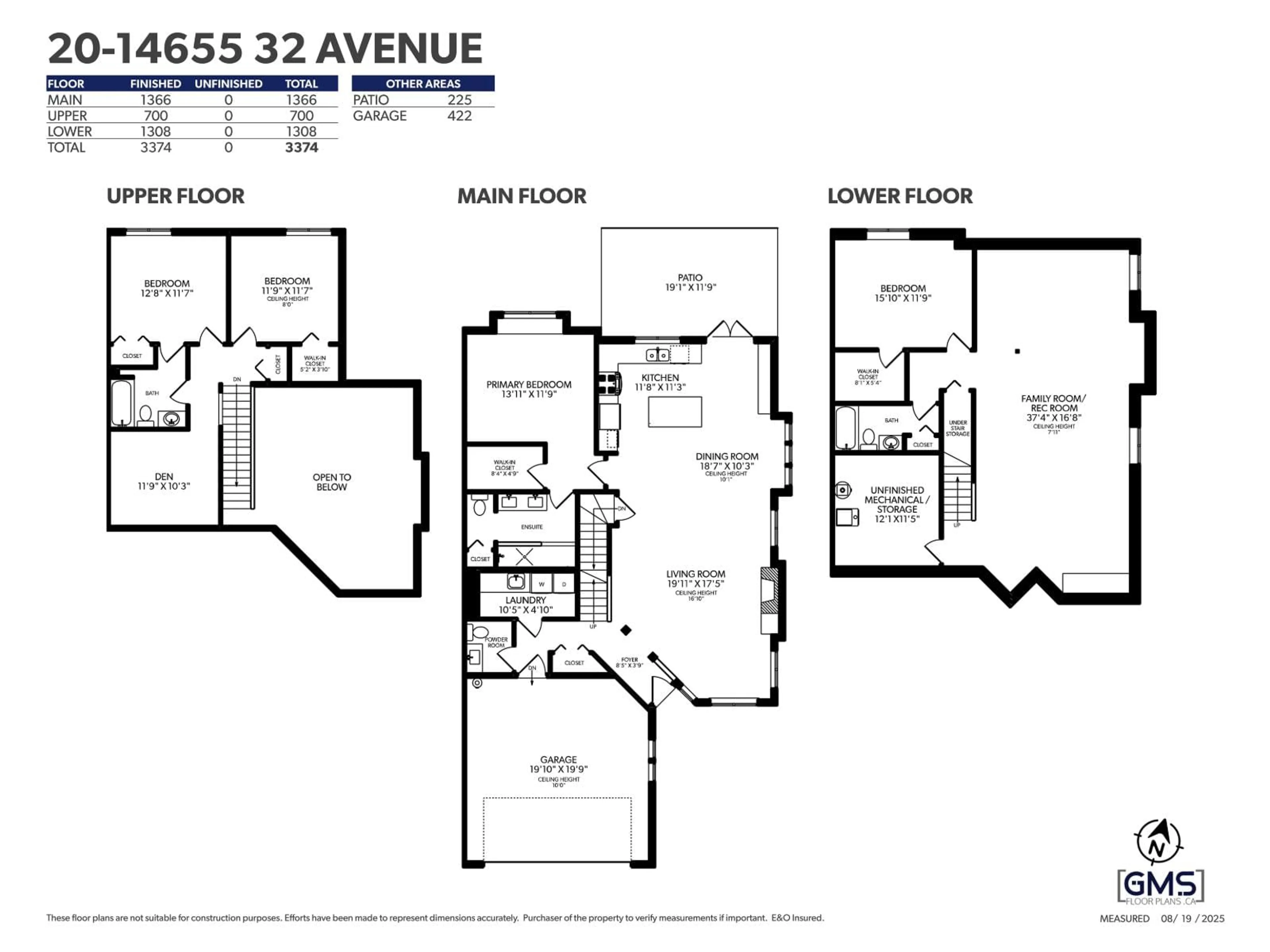 Floor plan for 20 - 14655 32, Surrey British Columbia V4P3R6