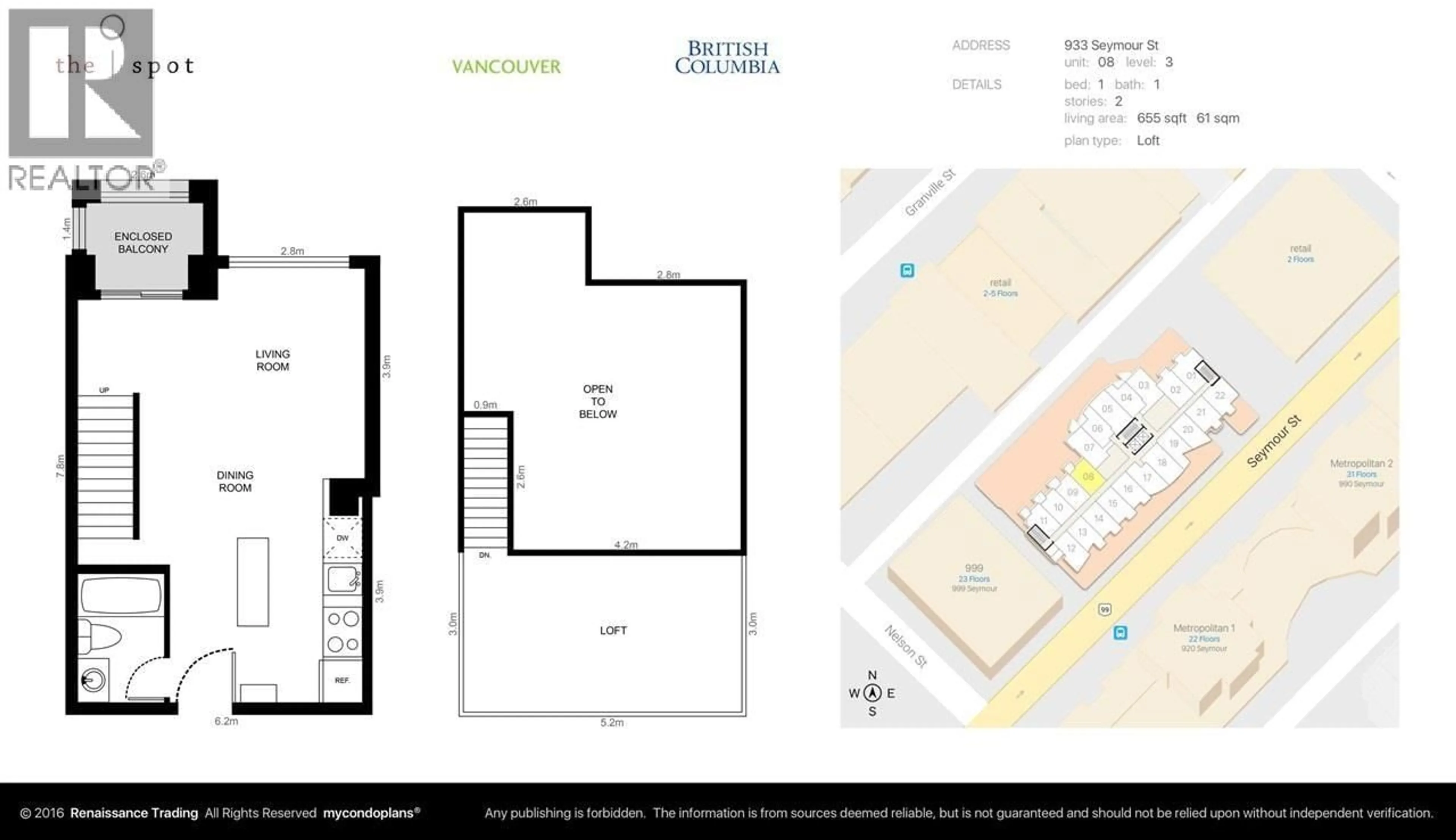 Floor plan for 308 - 933 SEYMOUR STREET, Vancouver British Columbia V6B6L6