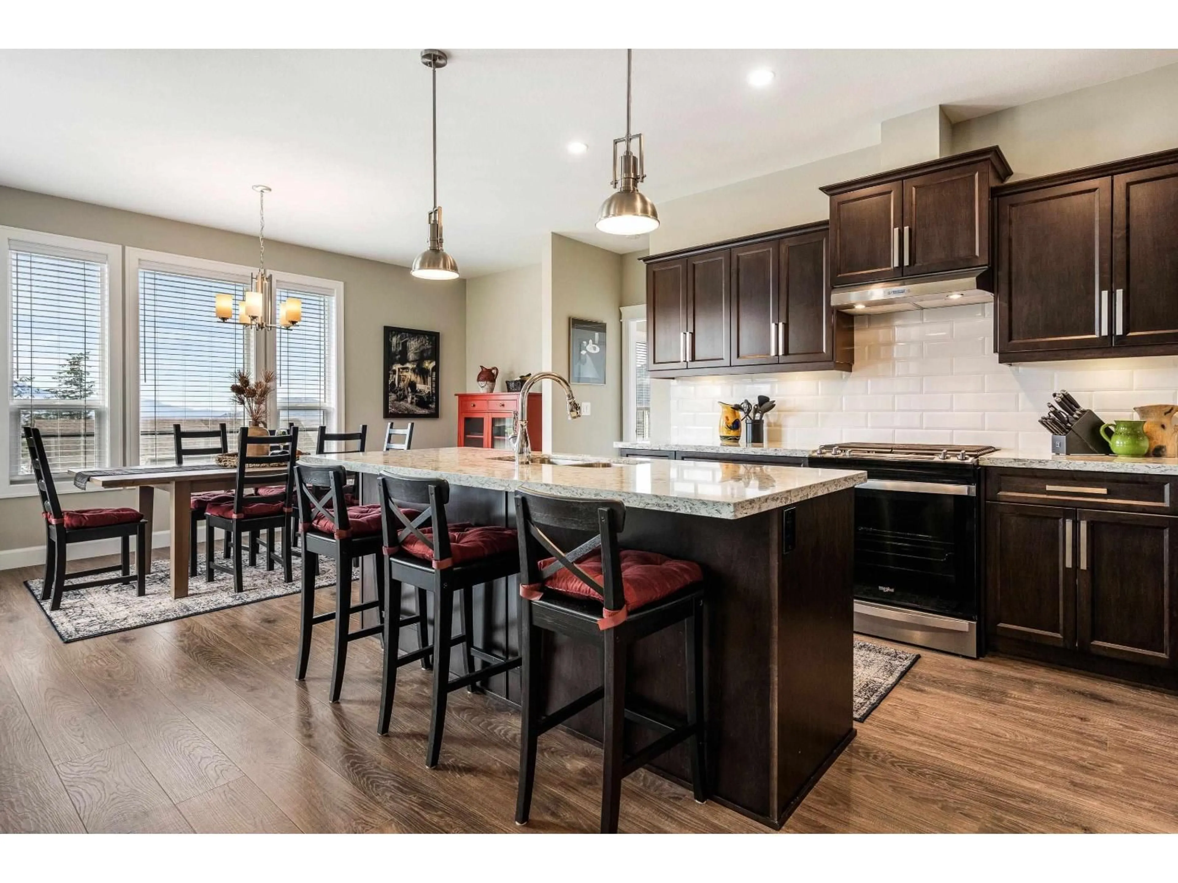 Open concept kitchen, wood/laminate floor for 1306 STROMDAHL PLACE, Agassiz British Columbia V0M1A1