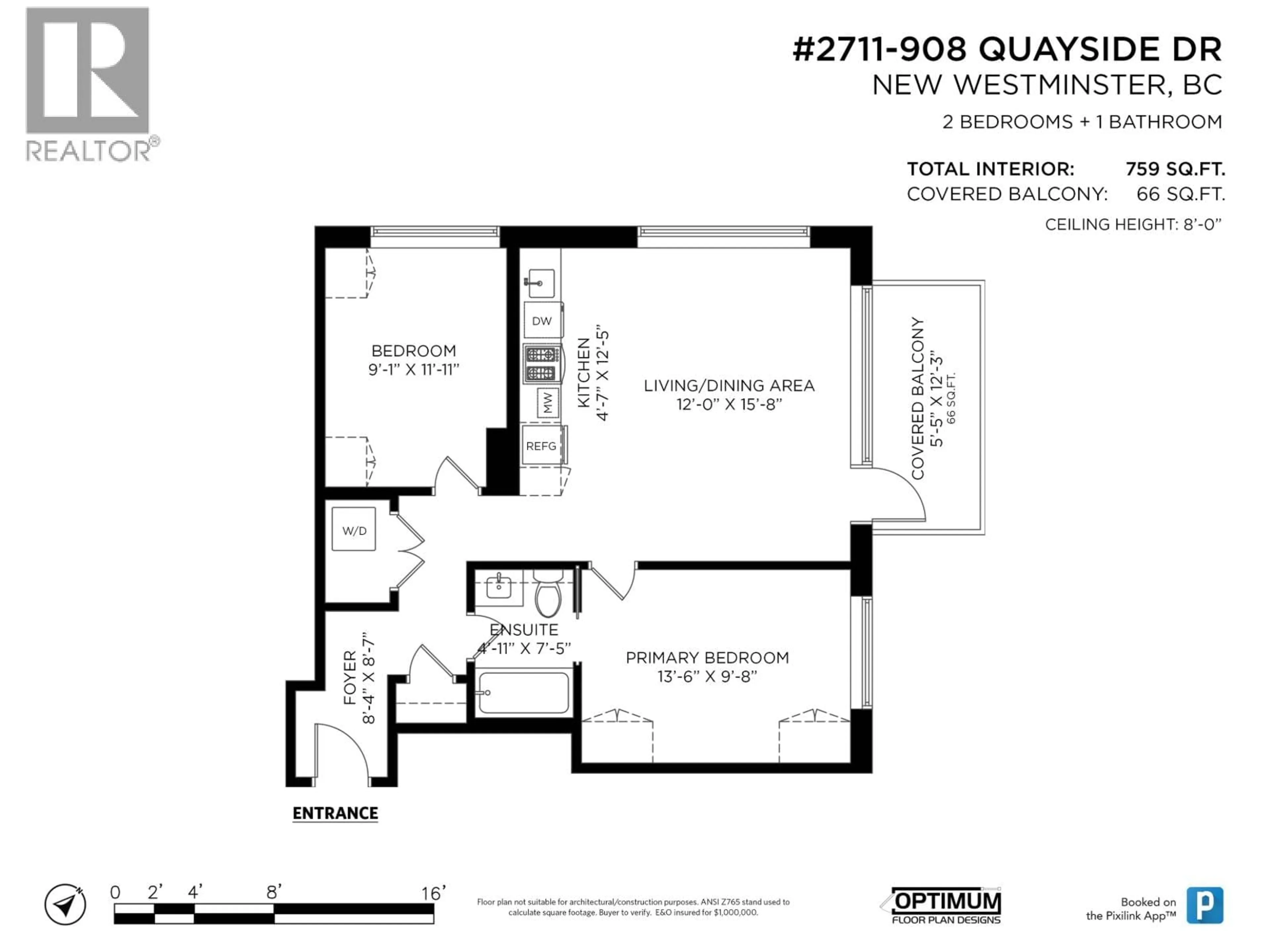 Floor plan for 2711 - 908 QUAYSIDE DRIVE, New Westminster British Columbia V3M0L4