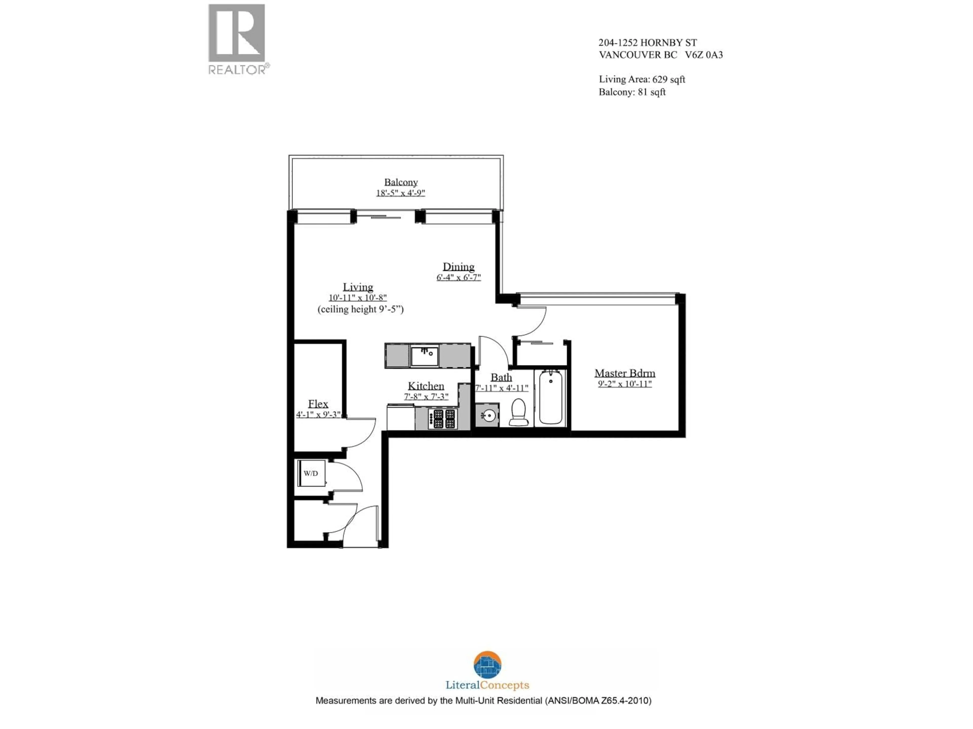 Floor plan for 204 - 1252 HORNBY STREET, Vancouver British Columbia V6Z0A3