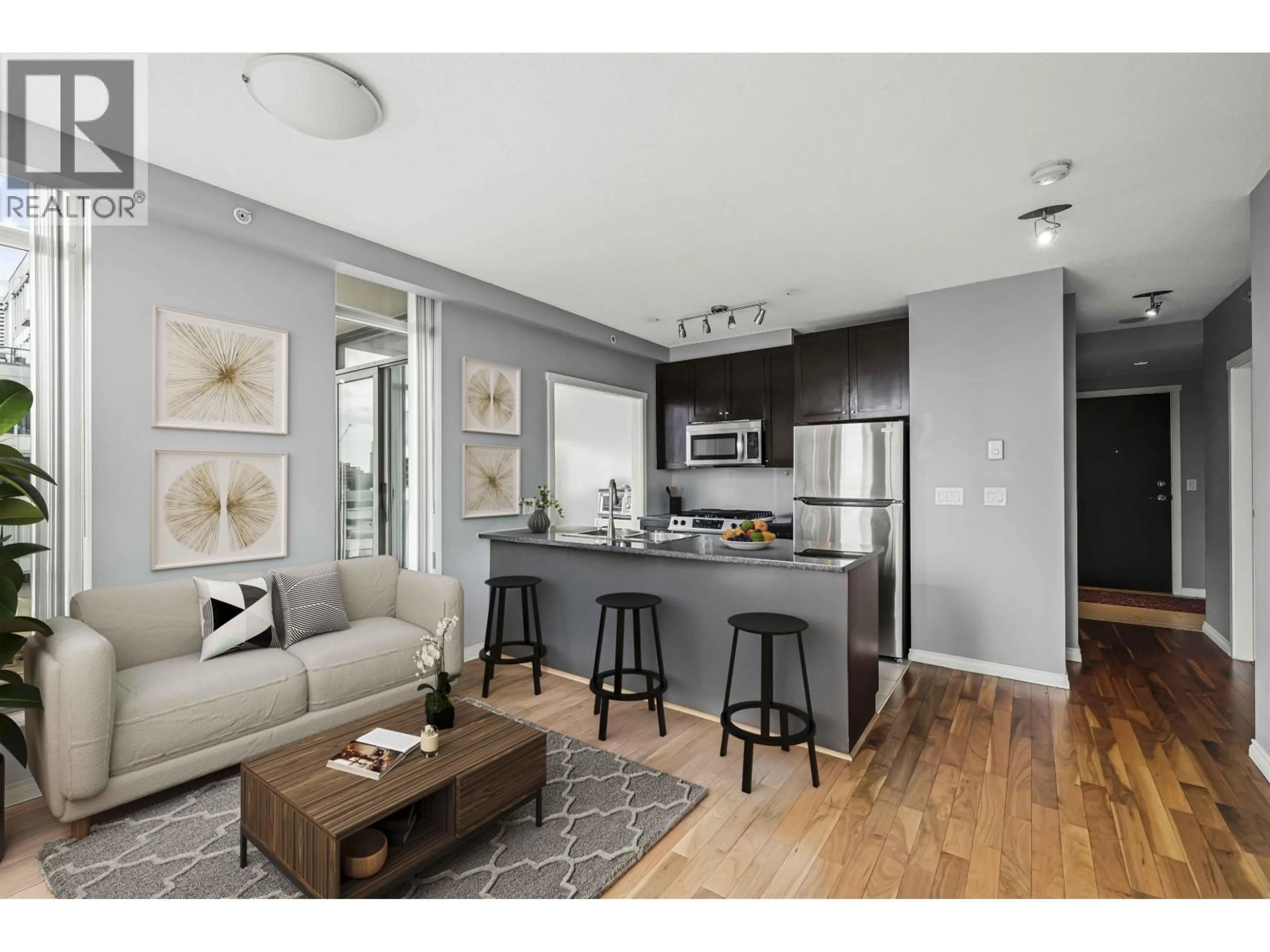 Open concept kitchen, wood/laminate floor for 2207 - 1001 HOMER STREET, Vancouver British Columbia V6B1M9