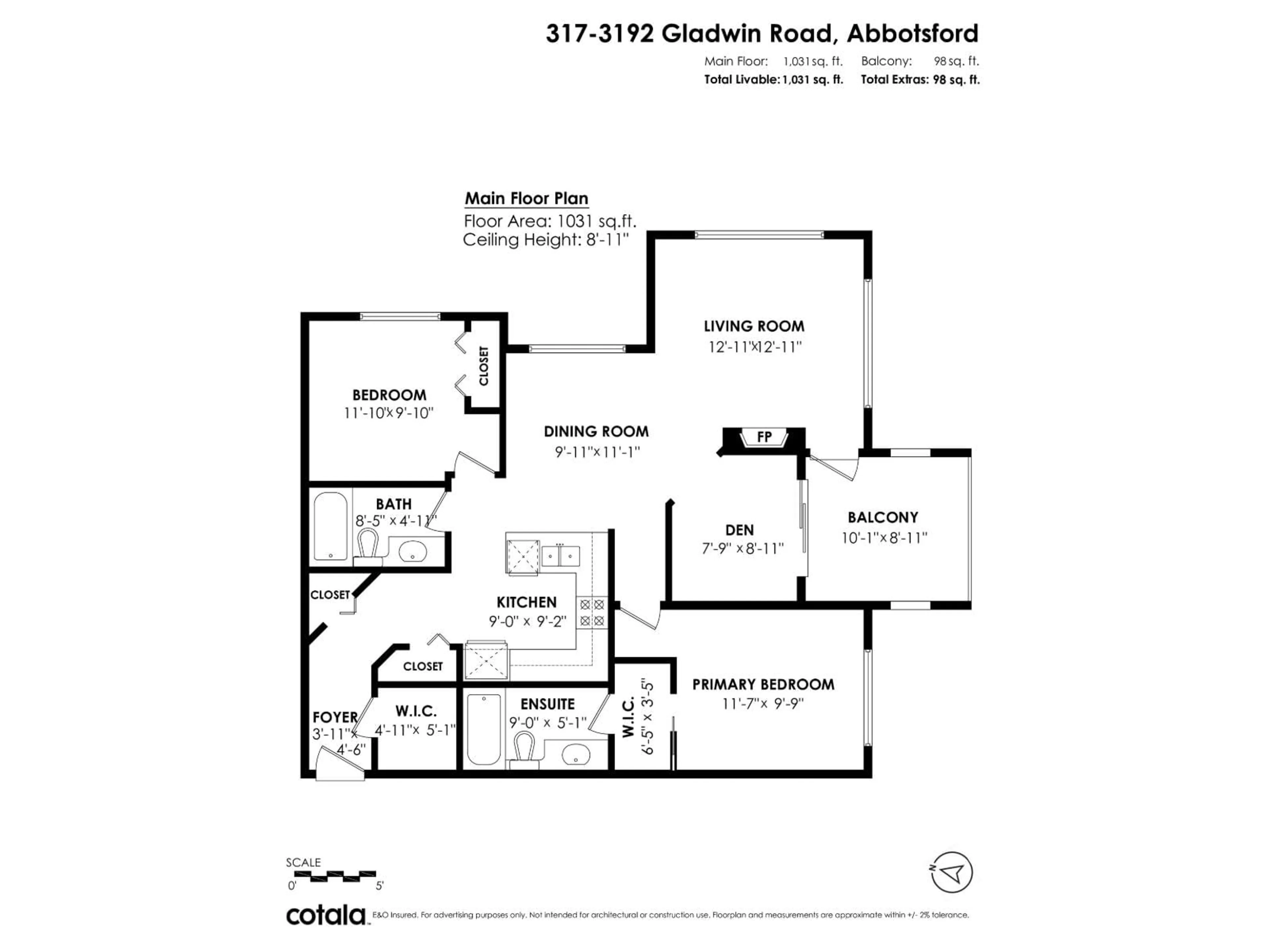 Floor plan for 317 - 3192 GLADWIN, Abbotsford British Columbia V2T6M9
