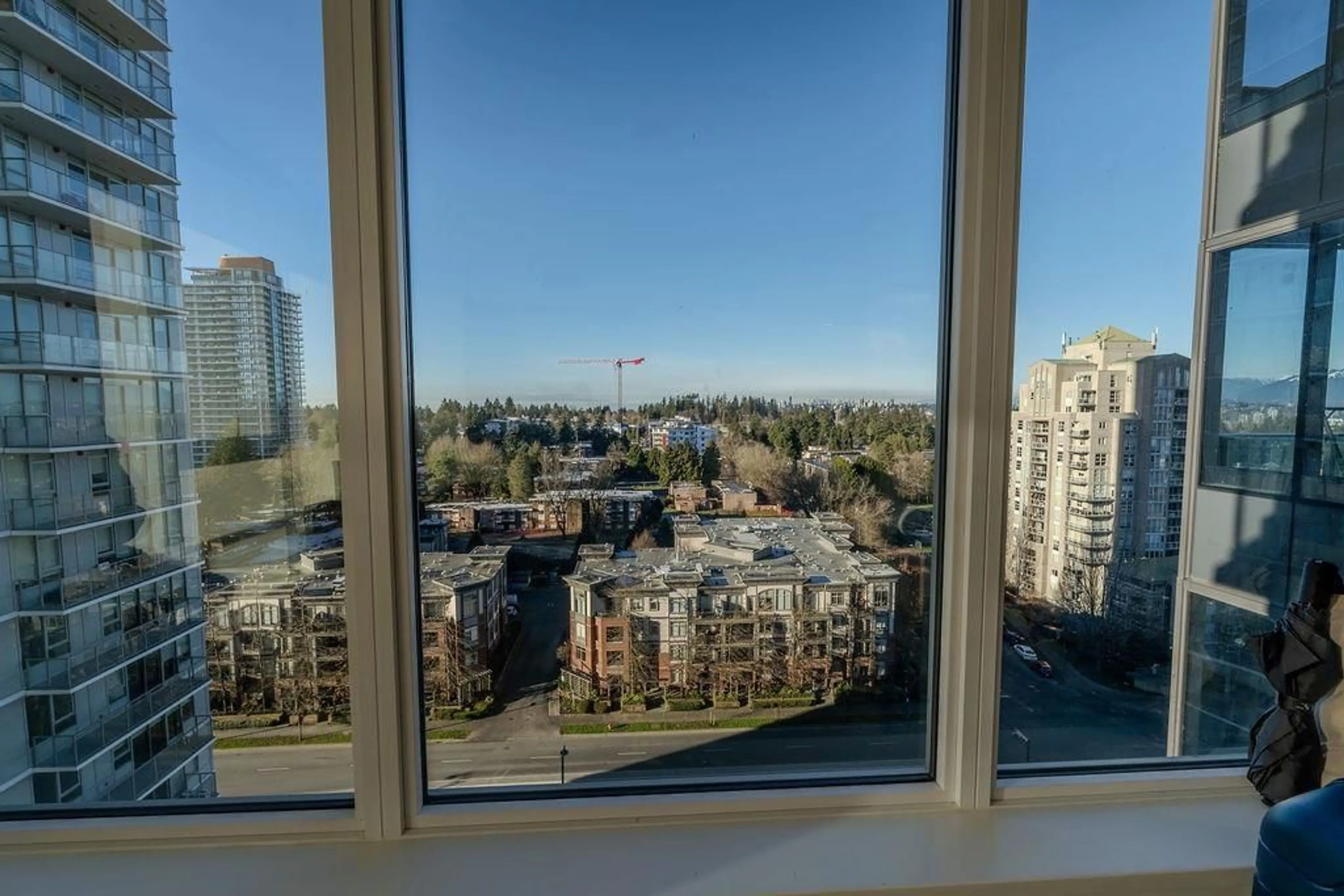 Balcony in the apartment, city buildings view from balcony for 1310 - 13428 105, Surrey British Columbia V3T0S6
