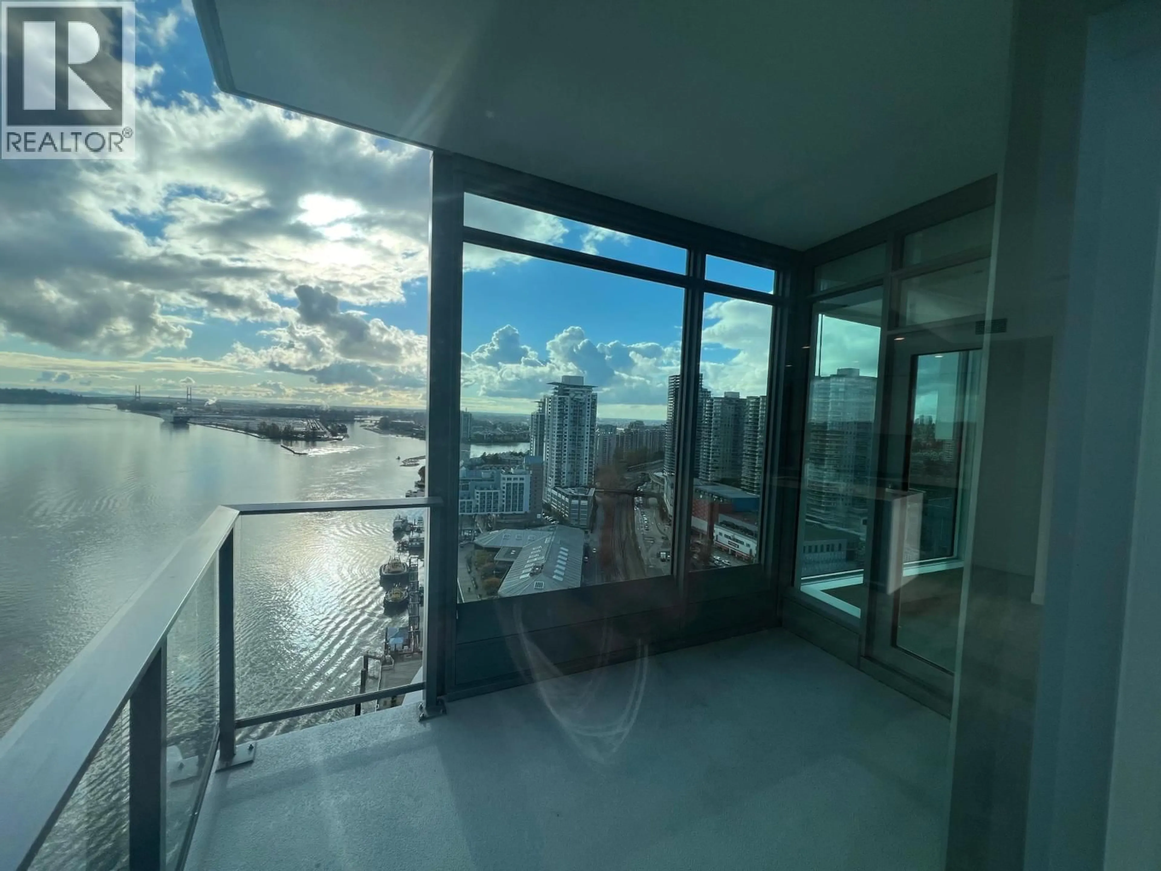 Balcony in the apartment, city buildings view from balcony for 2108 - 680 QUAYSIDE DRIVE, New Westminster British Columbia V3M0P2