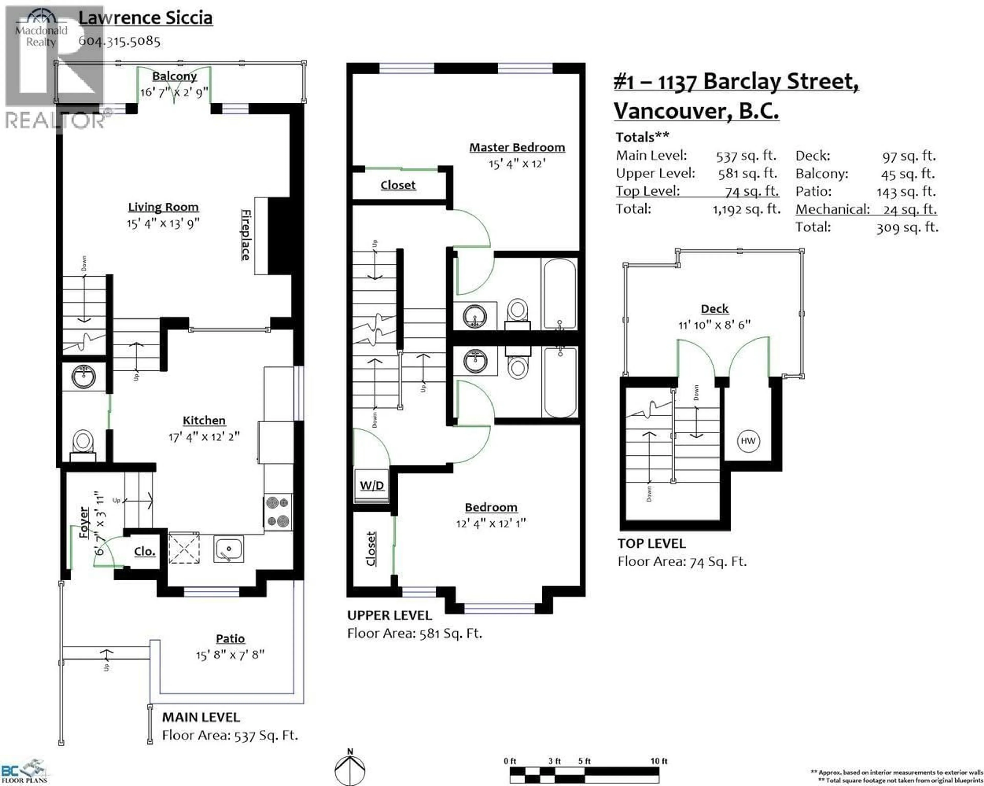 Floor plan for 1 - 1137 BARCLAY STREET, Vancouver British Columbia V6E1G8