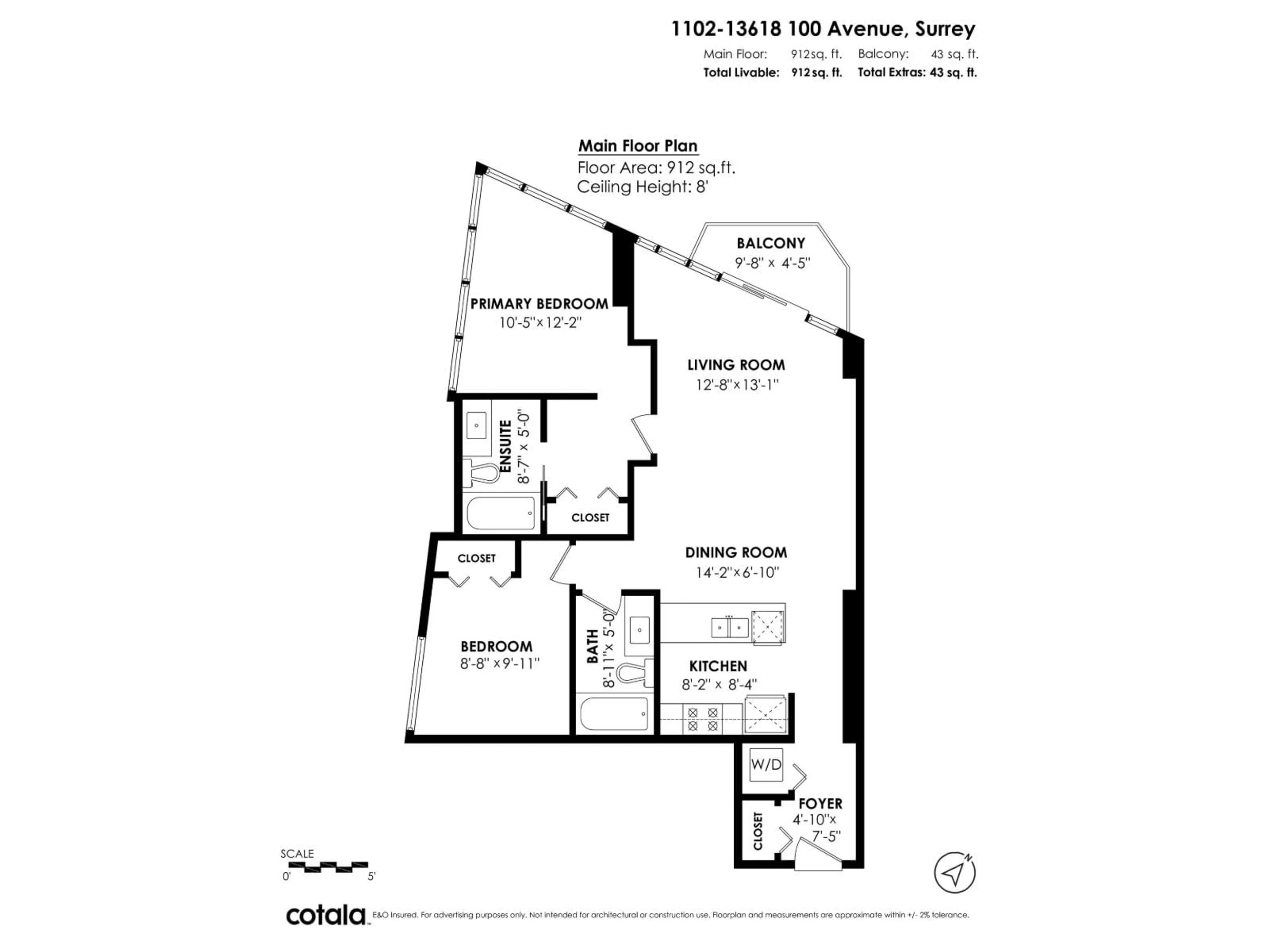 Floor plan for 1102 - 13618 100, Surrey British Columbia V3T0A8