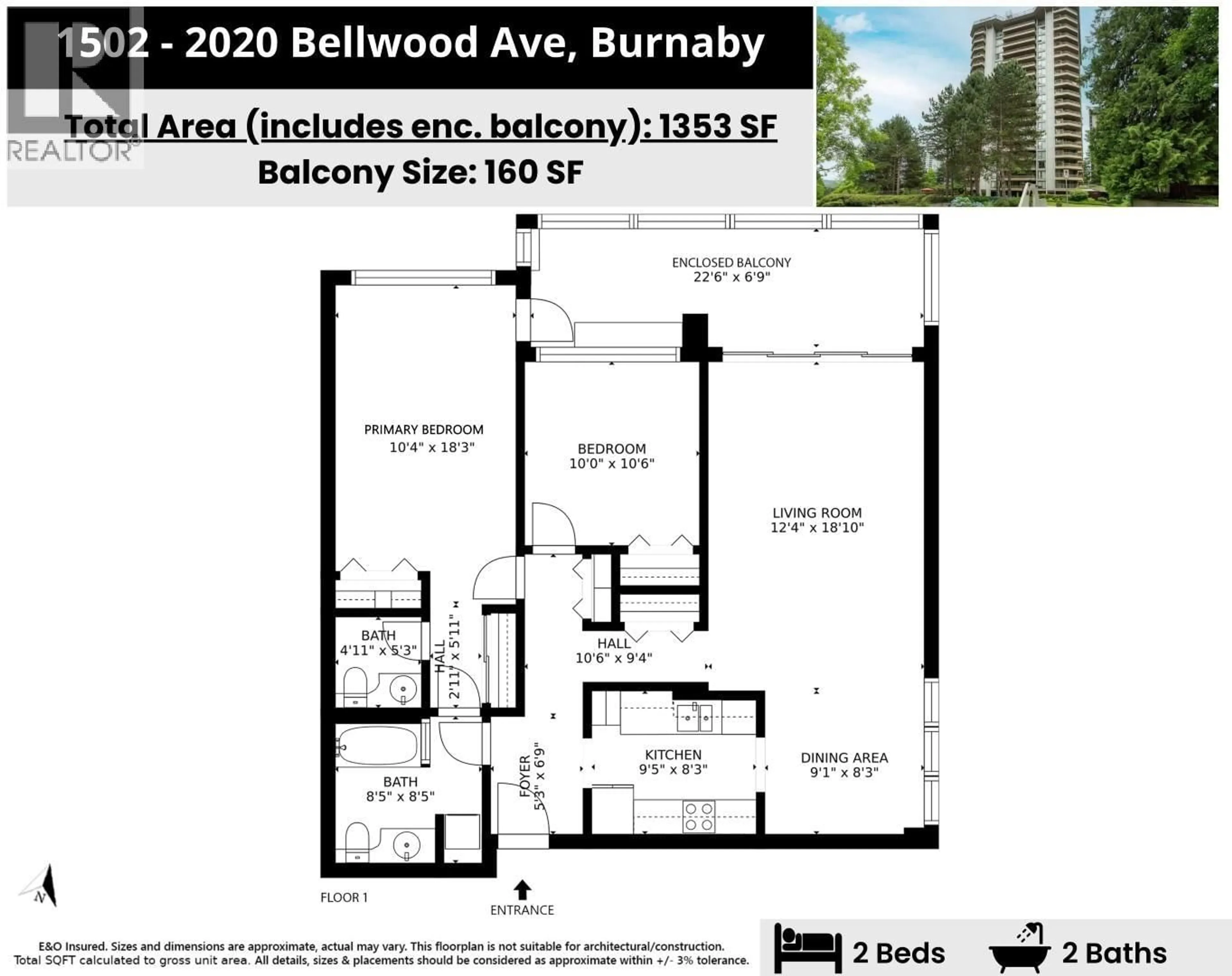 Floor plan for 1502 - 2020 BELLWOOD AVENUE, Burnaby British Columbia V5B4P8