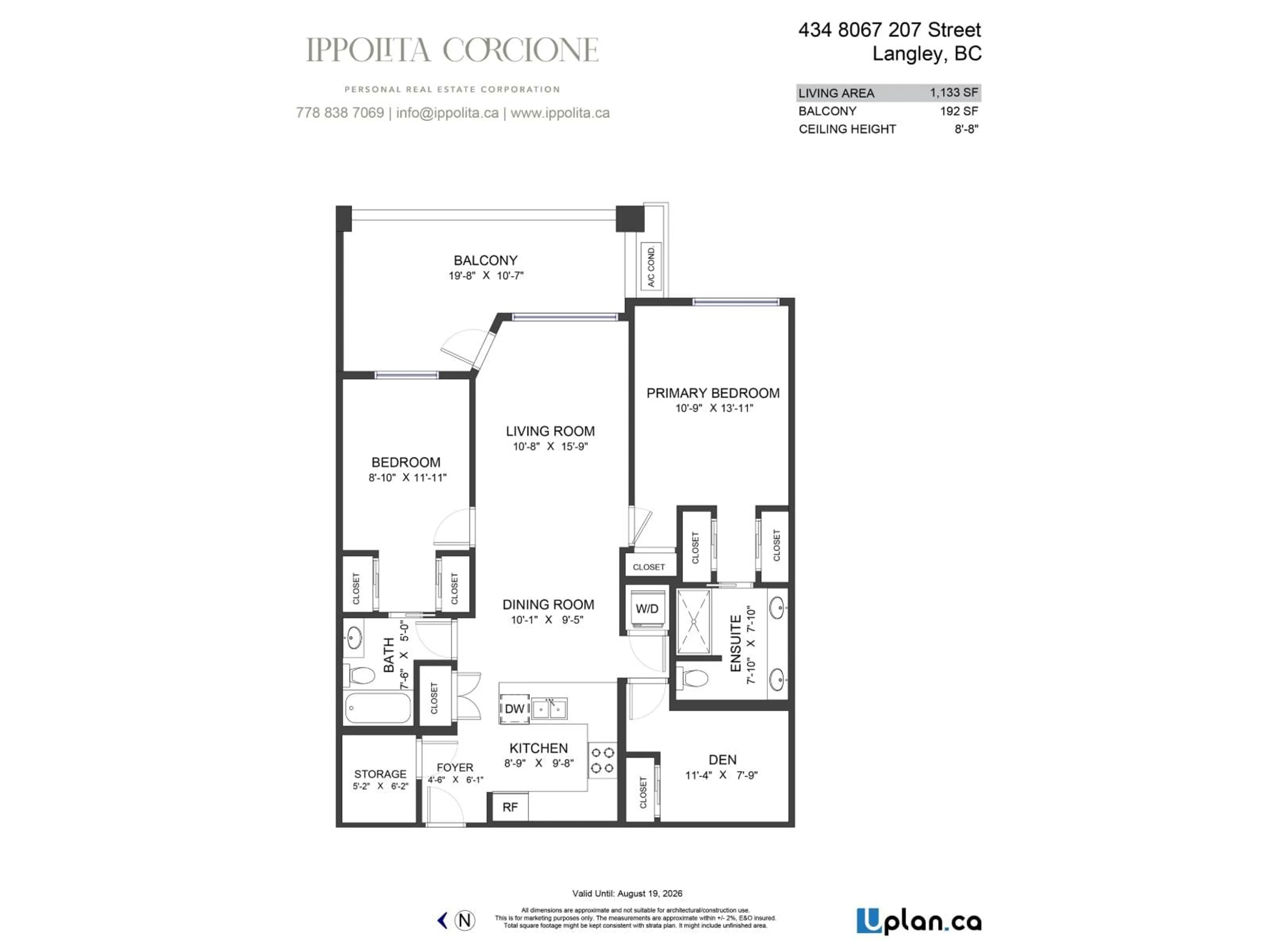 Floor plan for 434 - 8067 207, Langley British Columbia V2Y0P1
