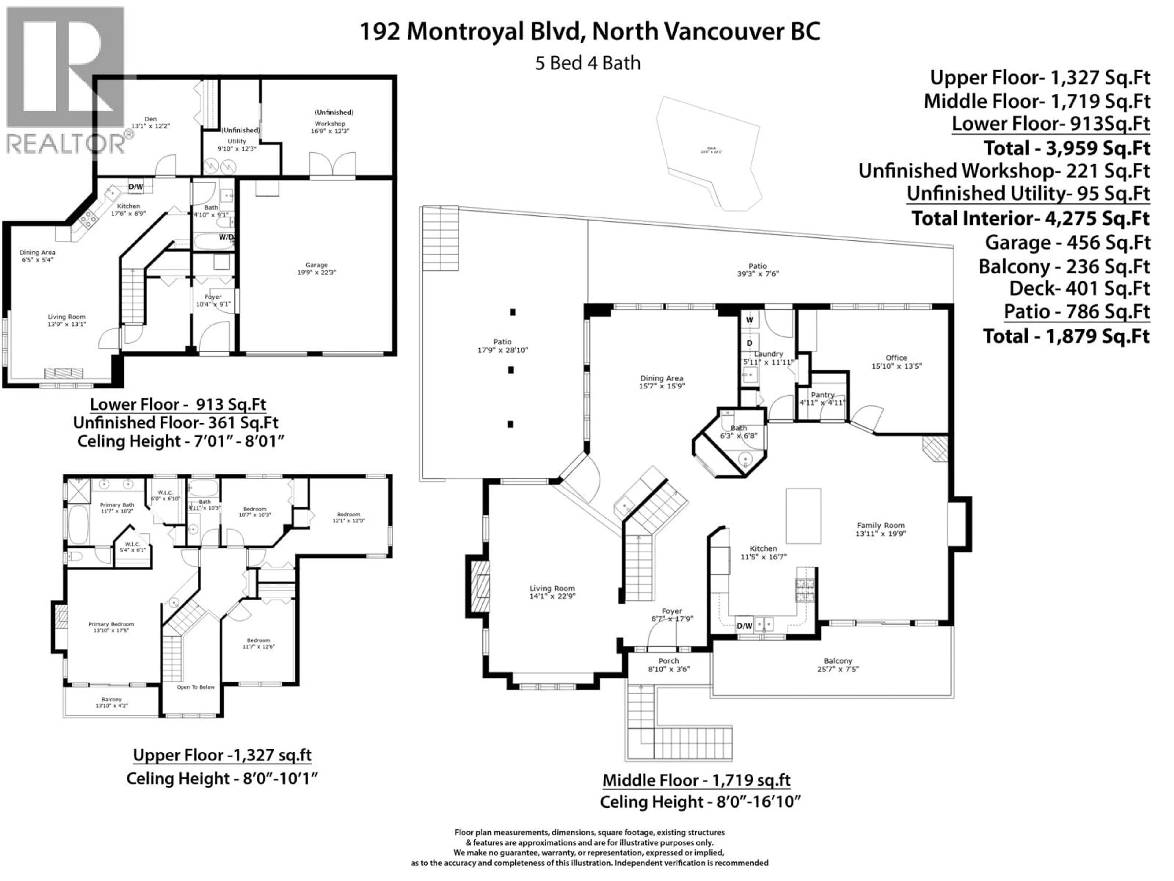 Floor plan for 192 MONTROYAL BOULEVARD, North Vancouver British Columbia V7N4J5