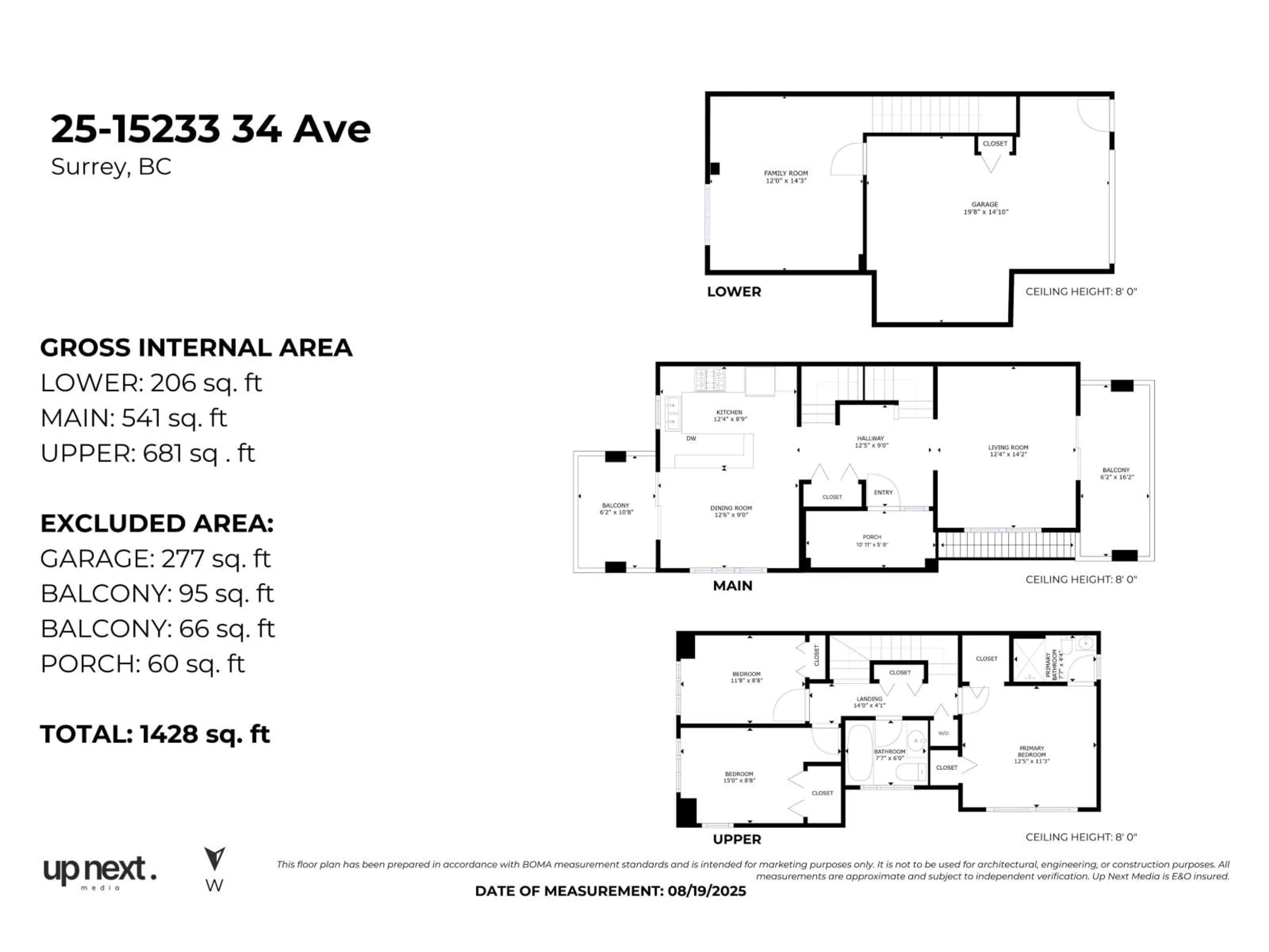 Floor plan for 25 - 15233 34, Surrey British Columbia V3Z2T7