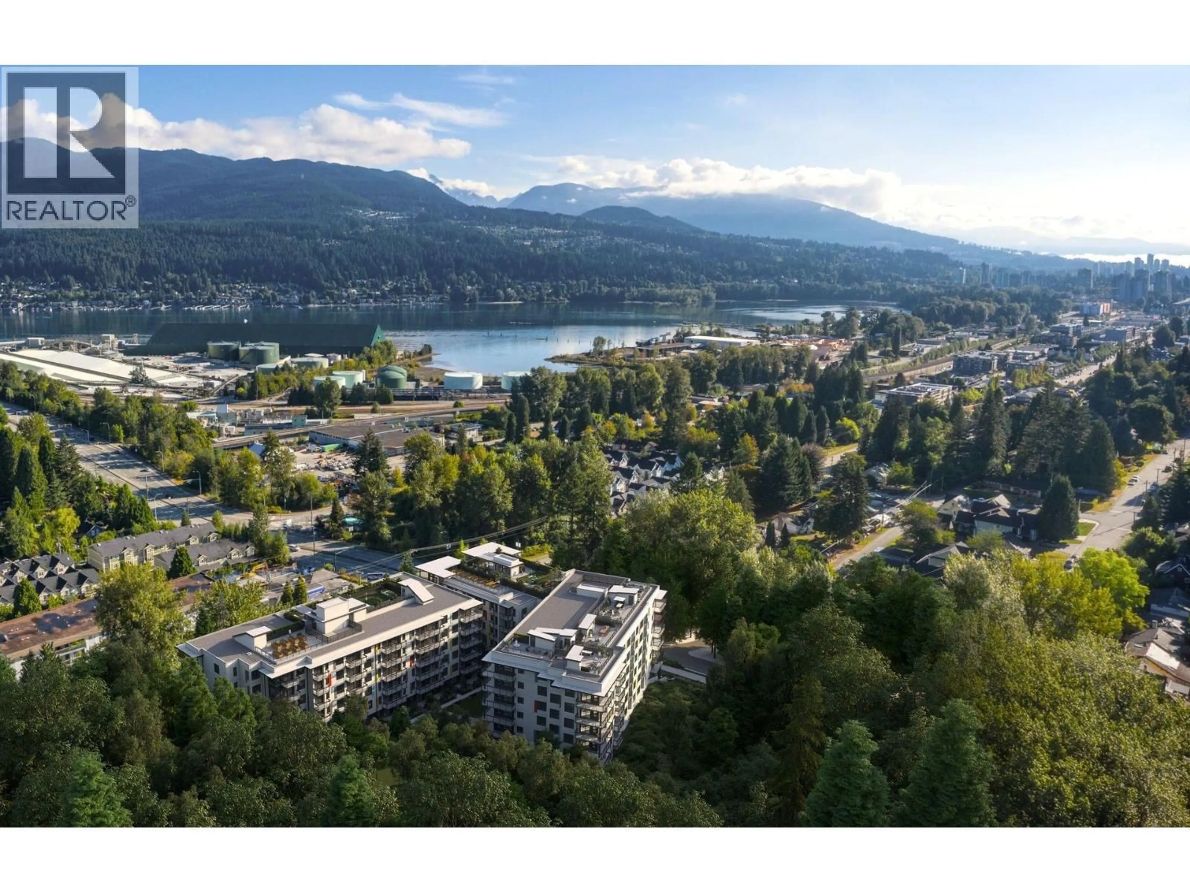 A pic from outside/outdoor area/front of a property/back of a property/a pic from drone, mountain view for 204 - 2015 ST. JOHNS STREET, Port Moody British Columbia V3H0N5