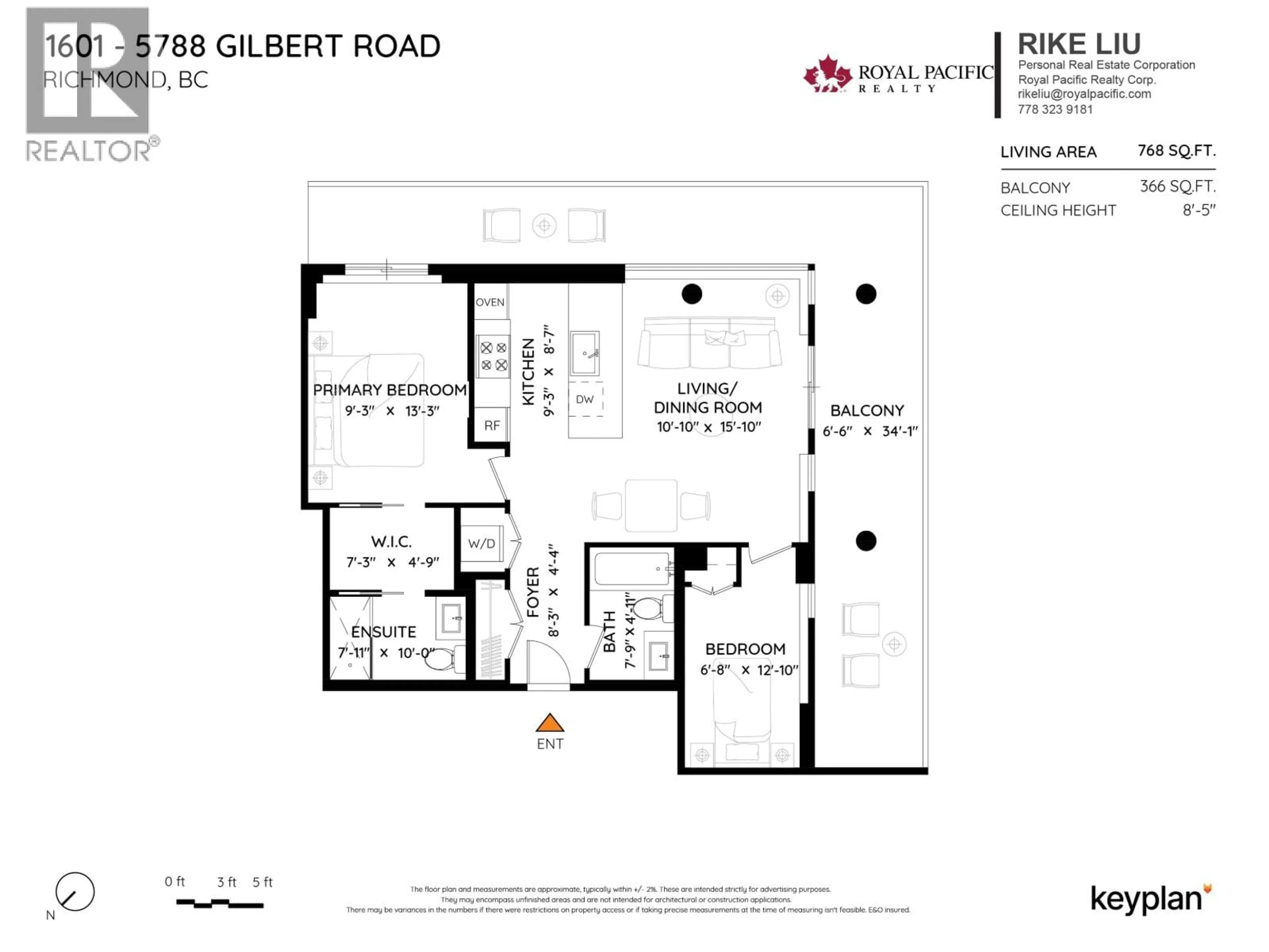 Floor plan for 1601 - 5788 GILBERT ROAD, Richmond British Columbia V7C0G1