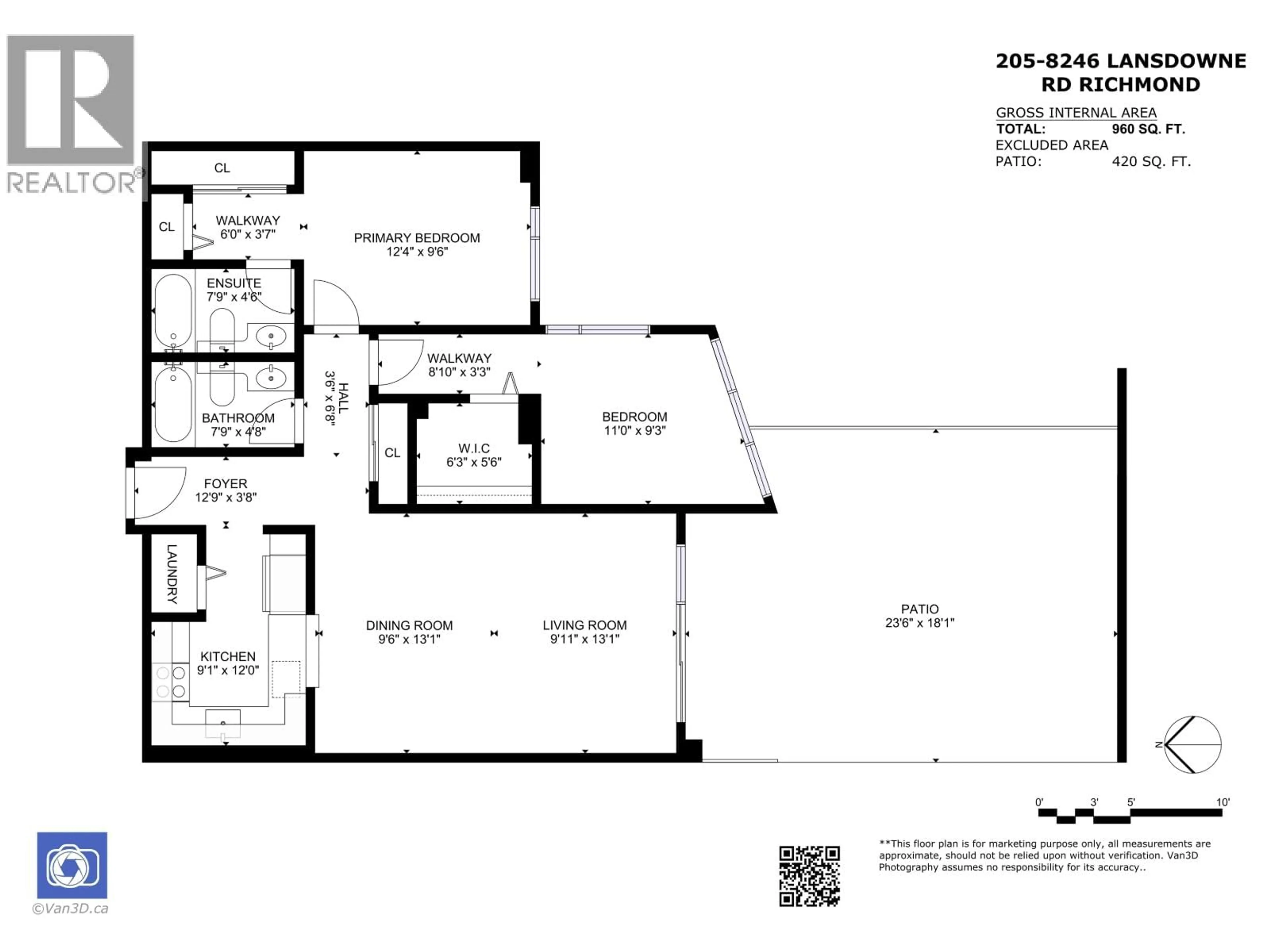 Floor plan for 205 - 8246 LANSDOWNE ROAD, Richmond British Columbia V6X1B9