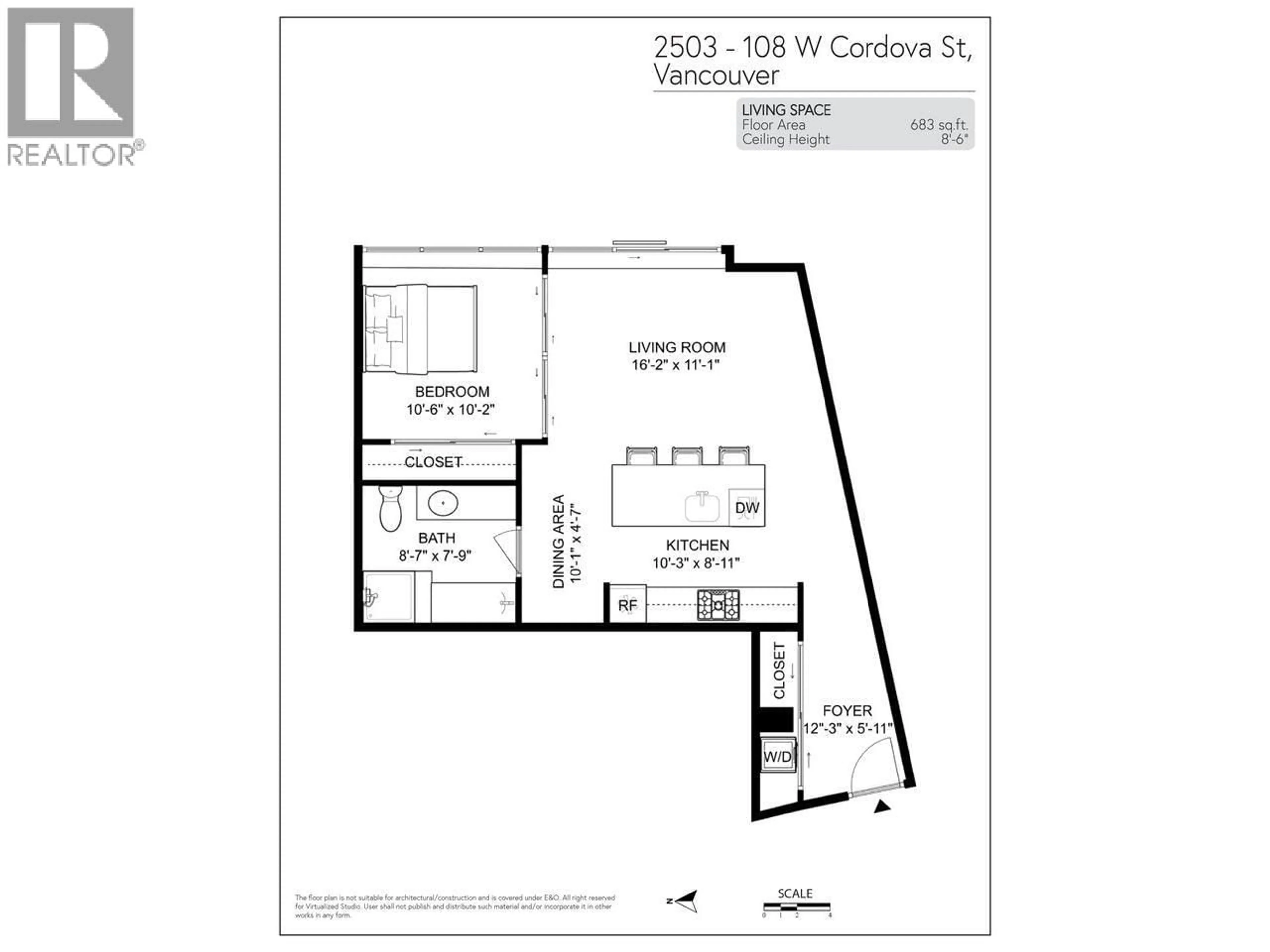 Floor plan for 2503 - 108 CORDOVA STREET, Vancouver British Columbia V6B0G5