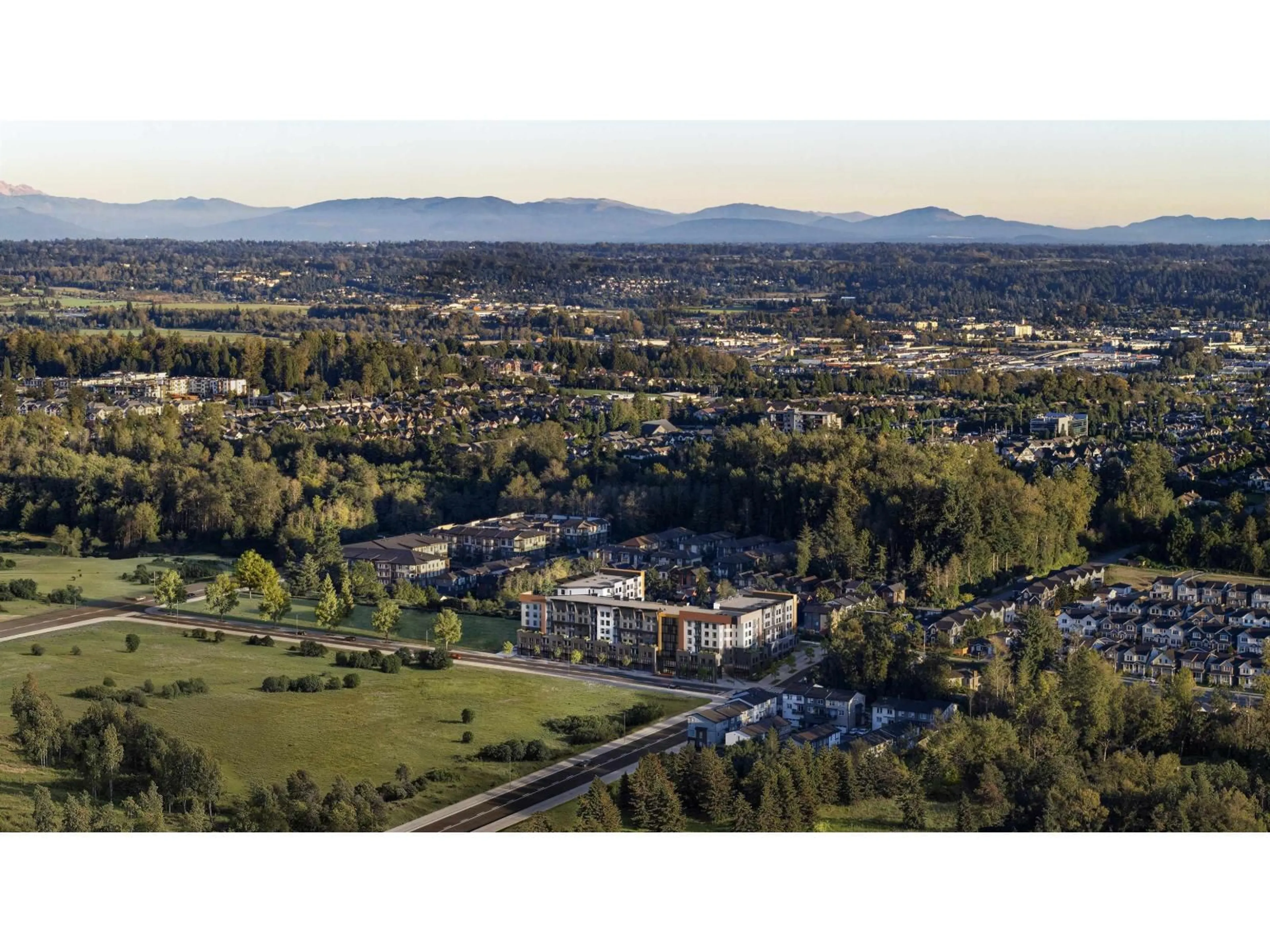 A pic from outside/outdoor area/front of a property/back of a property/a pic from drone, mountain view for 423 - 7588 198B, Langley British Columbia V2Y3X9