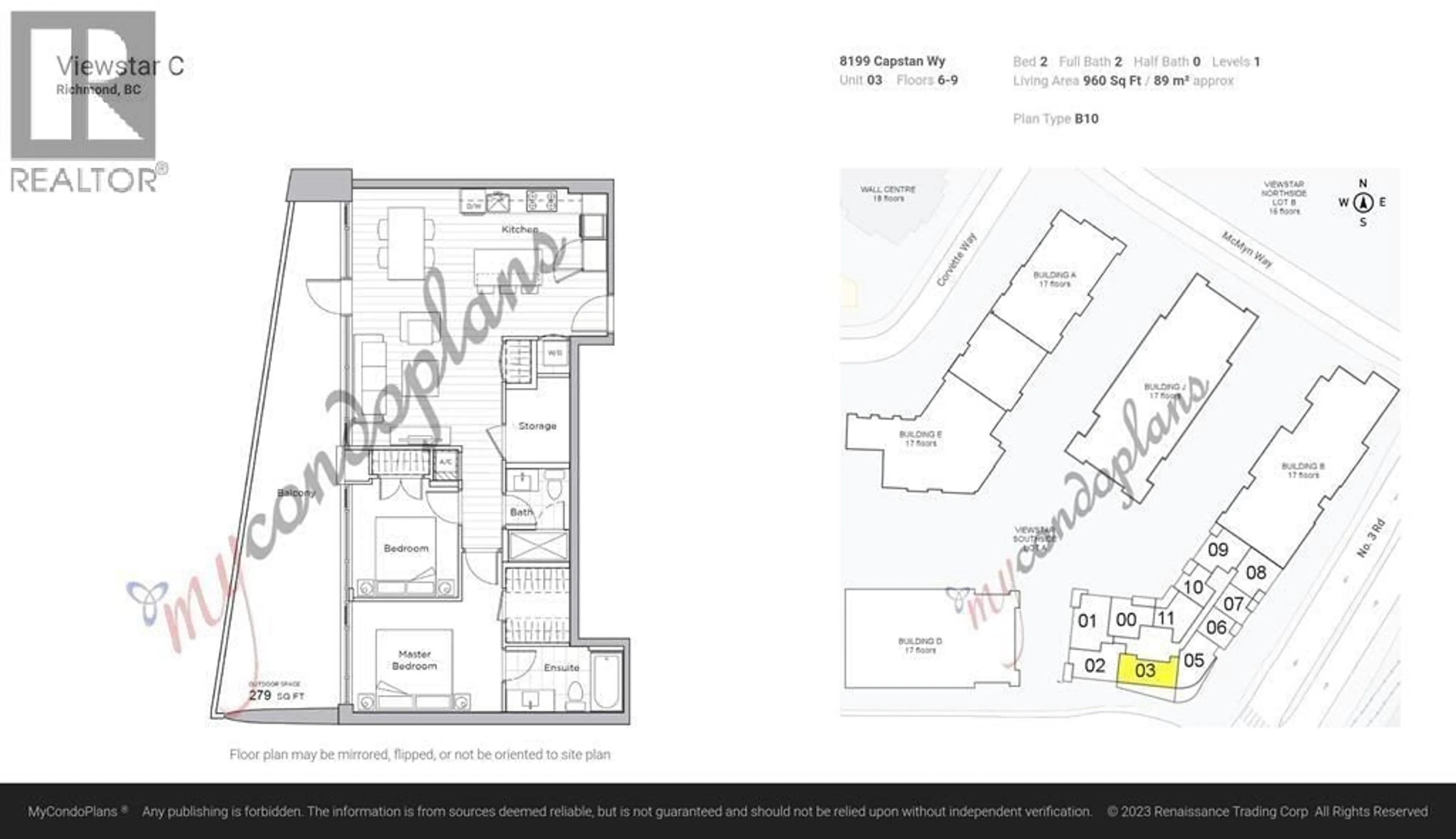 Floor plan for 903 - 8199 CAPSTAN WAY, Richmond British Columbia V6X0V1