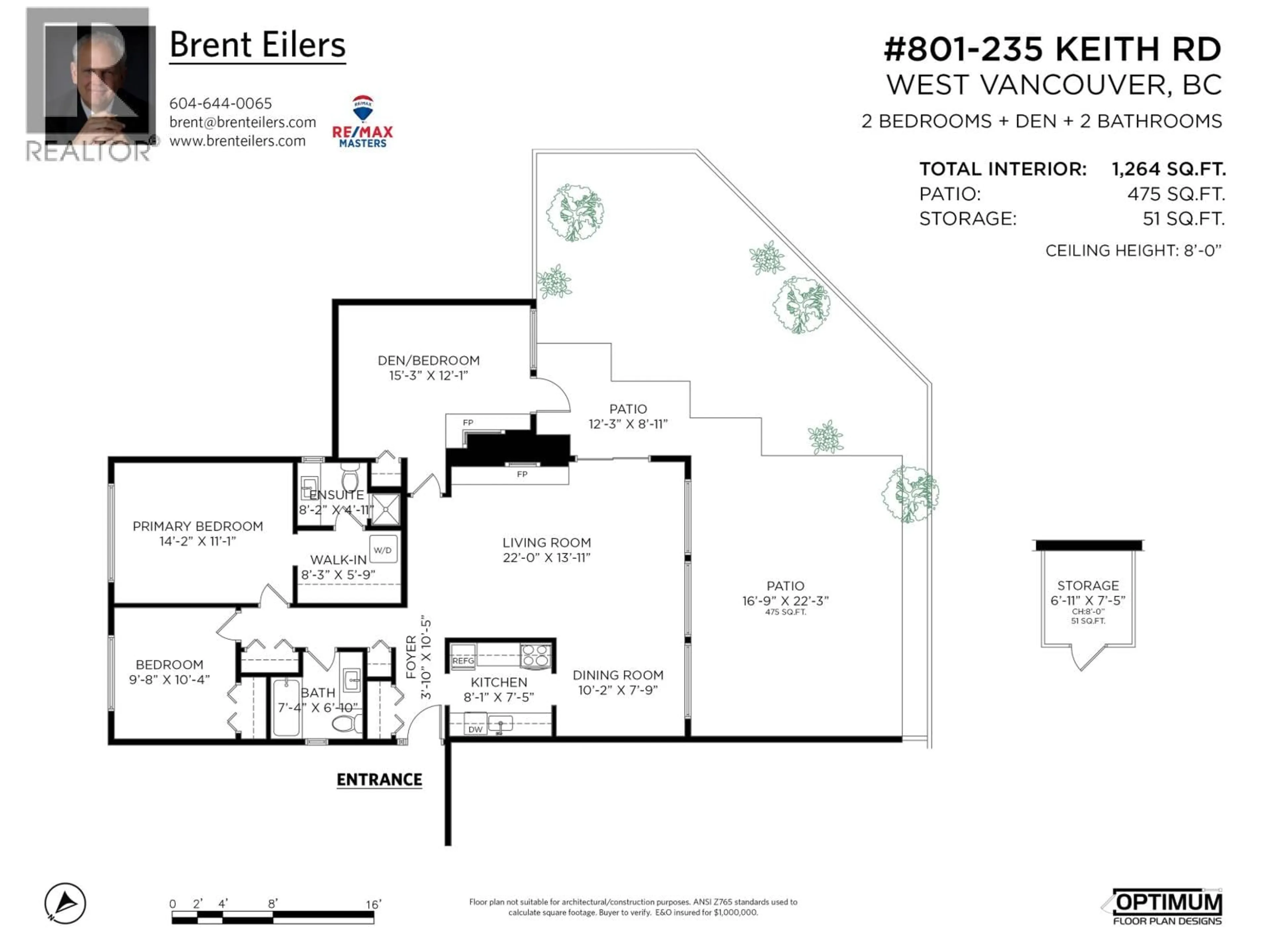 Floor plan for 801 - 235 KEITH ROAD, West Vancouver British Columbia V7T1L5