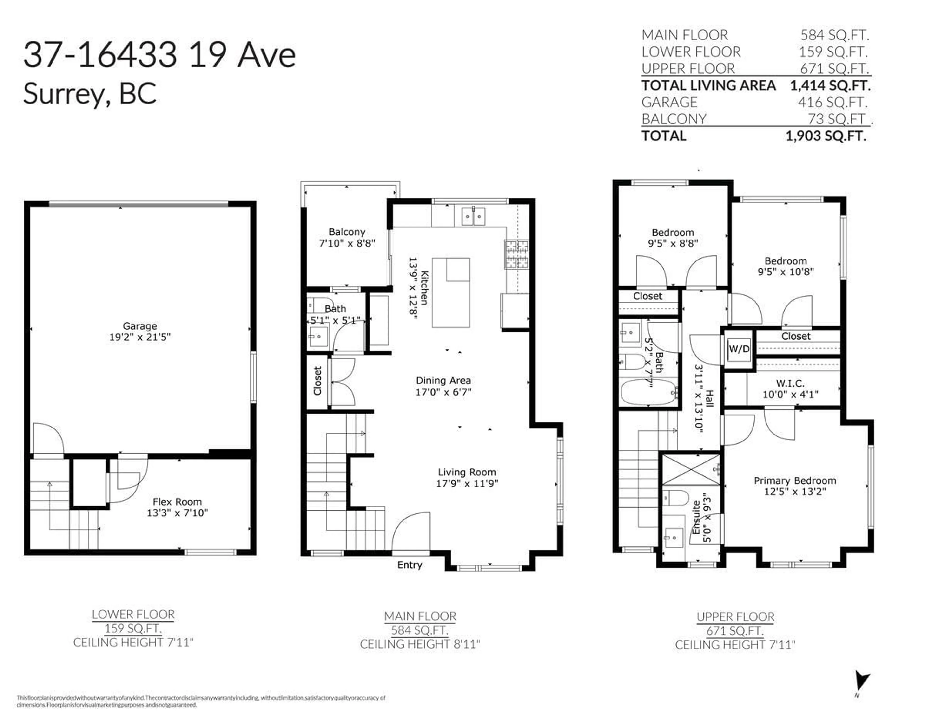 Floor plan for 37 - 16433 19, Surrey British Columbia V3Z0Z1