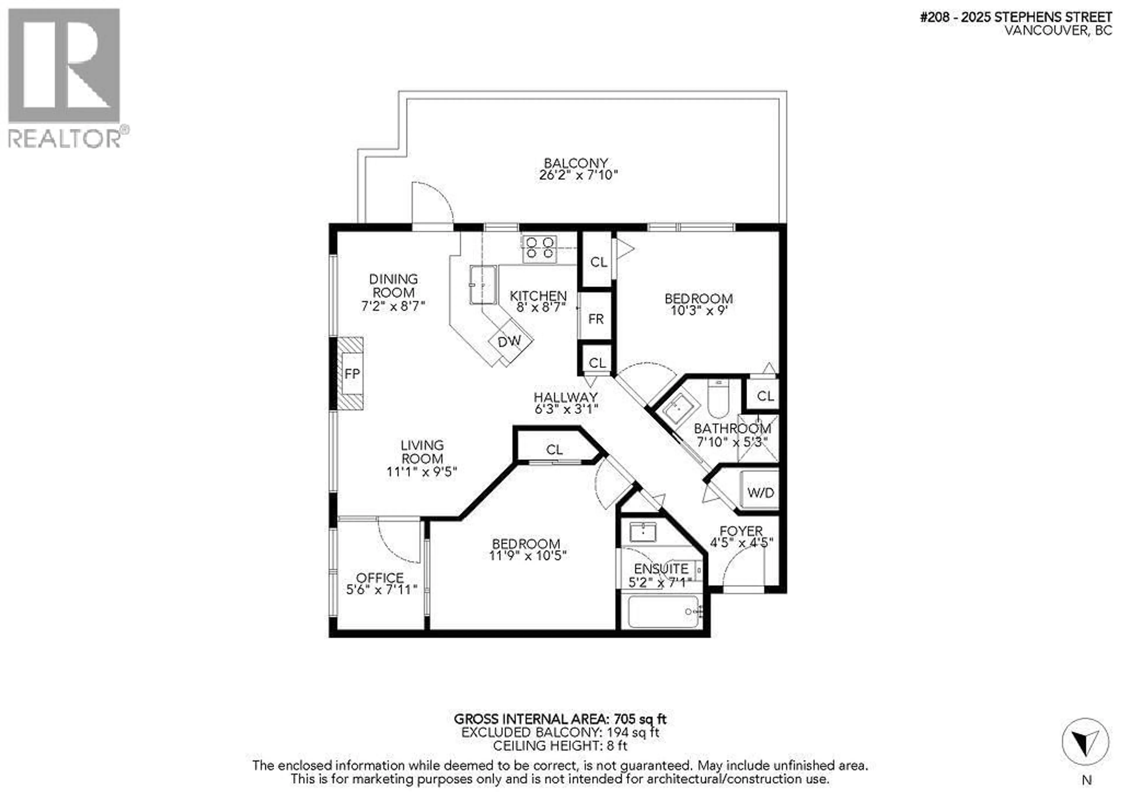 Floor plan for 208 - 2025 STEPHENS STREET, Vancouver British Columbia V6K3W2