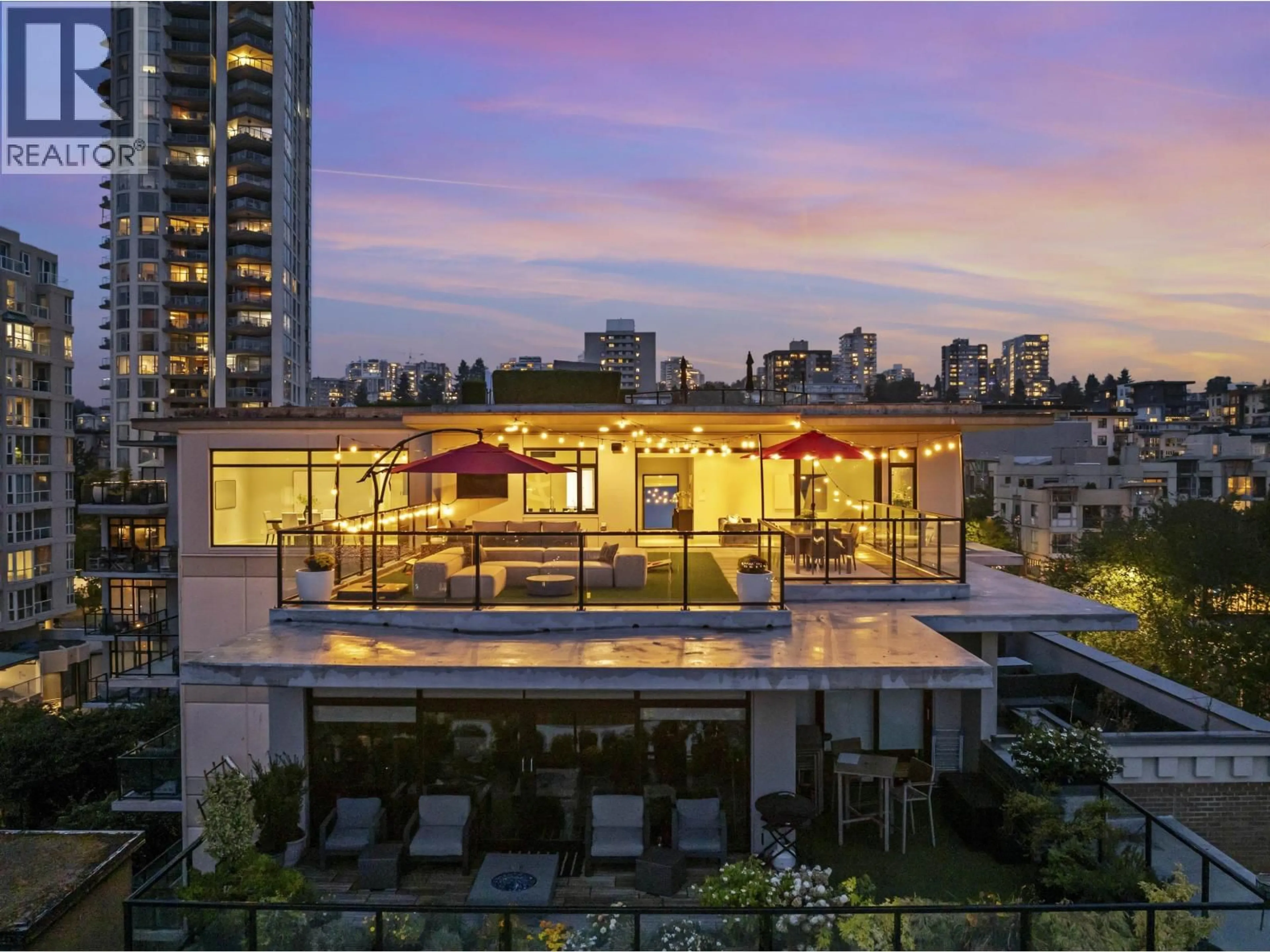 Patio, city buildings view from balcony for 512 - 105 2ND STREET, North Vancouver British Columbia V7M0E3