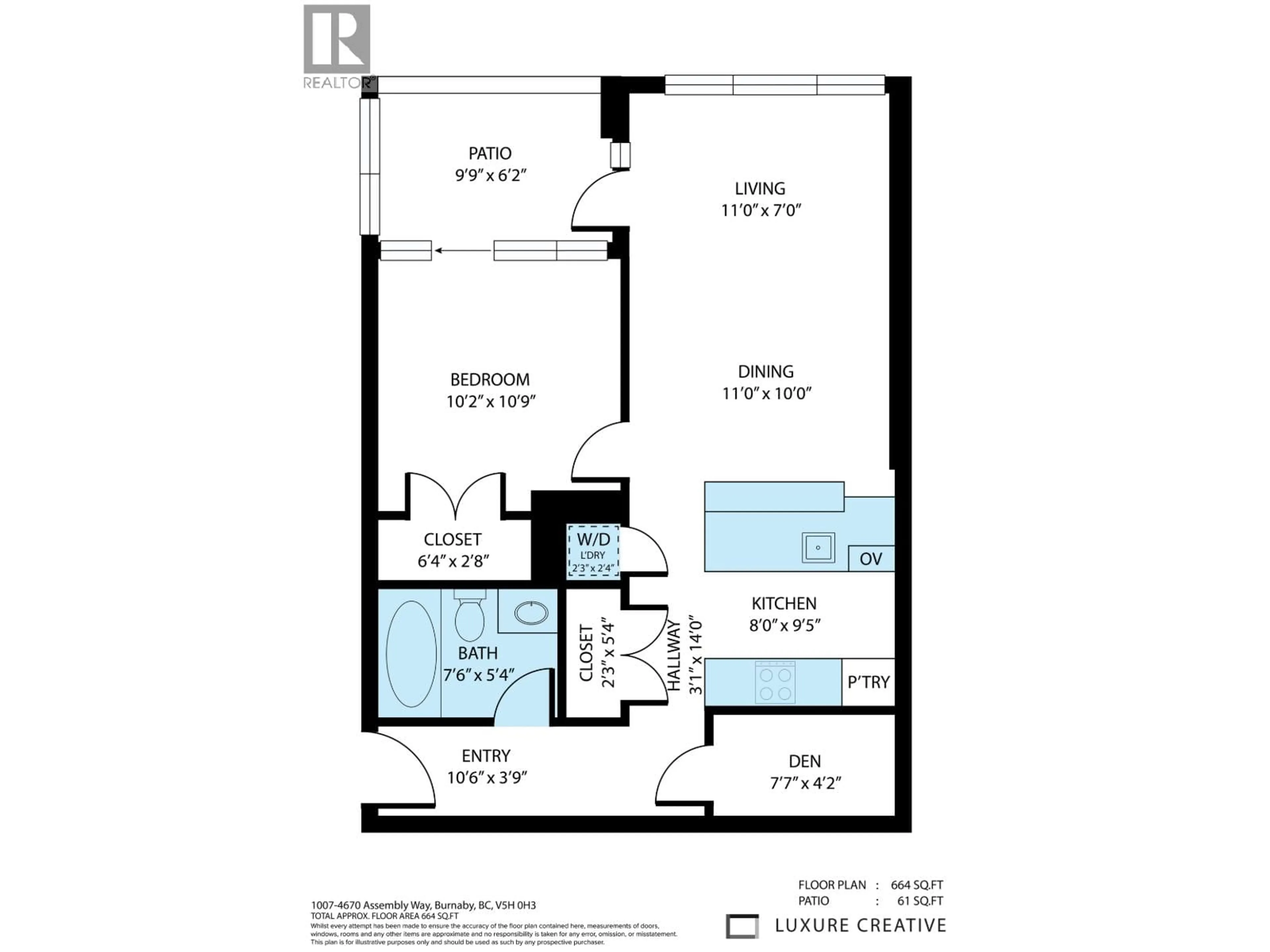Floor plan for 1007 - 4670 ASSEMBLY WAY, Burnaby British Columbia V5H0H3
