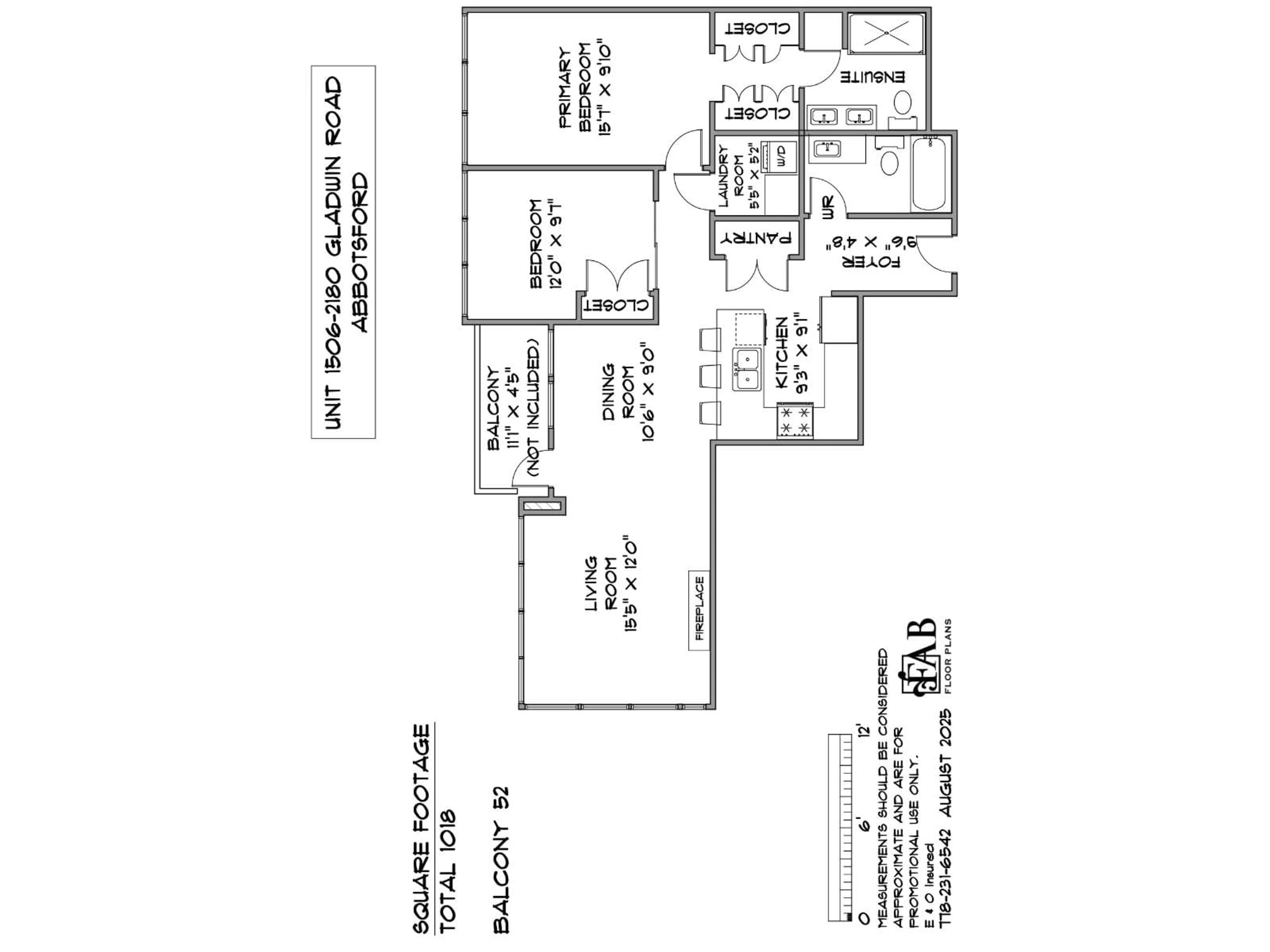Floor plan for 1506 - 2180 GLADWIN, Abbotsford British Columbia V2S0H4