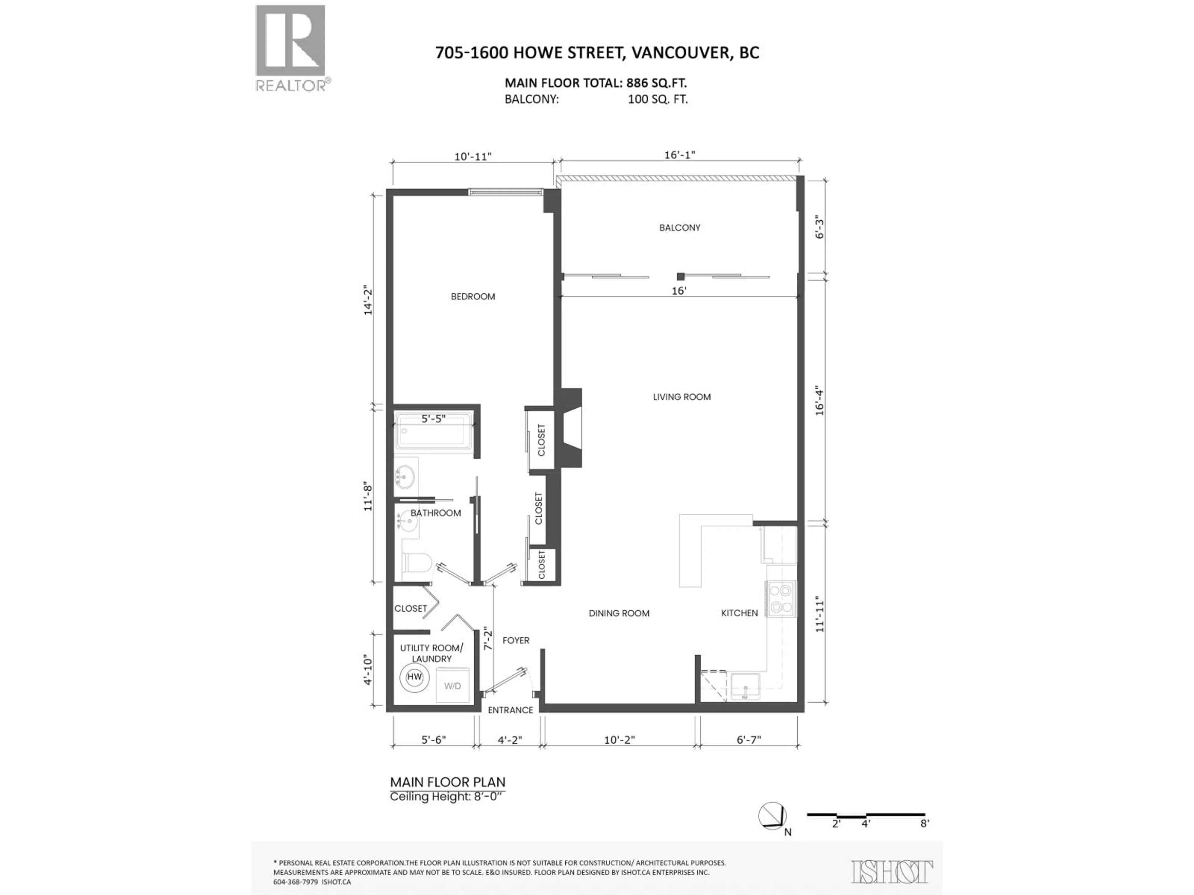 Floor plan for 705 - 1600 HOWE STREET, Vancouver British Columbia V6Z2L9
