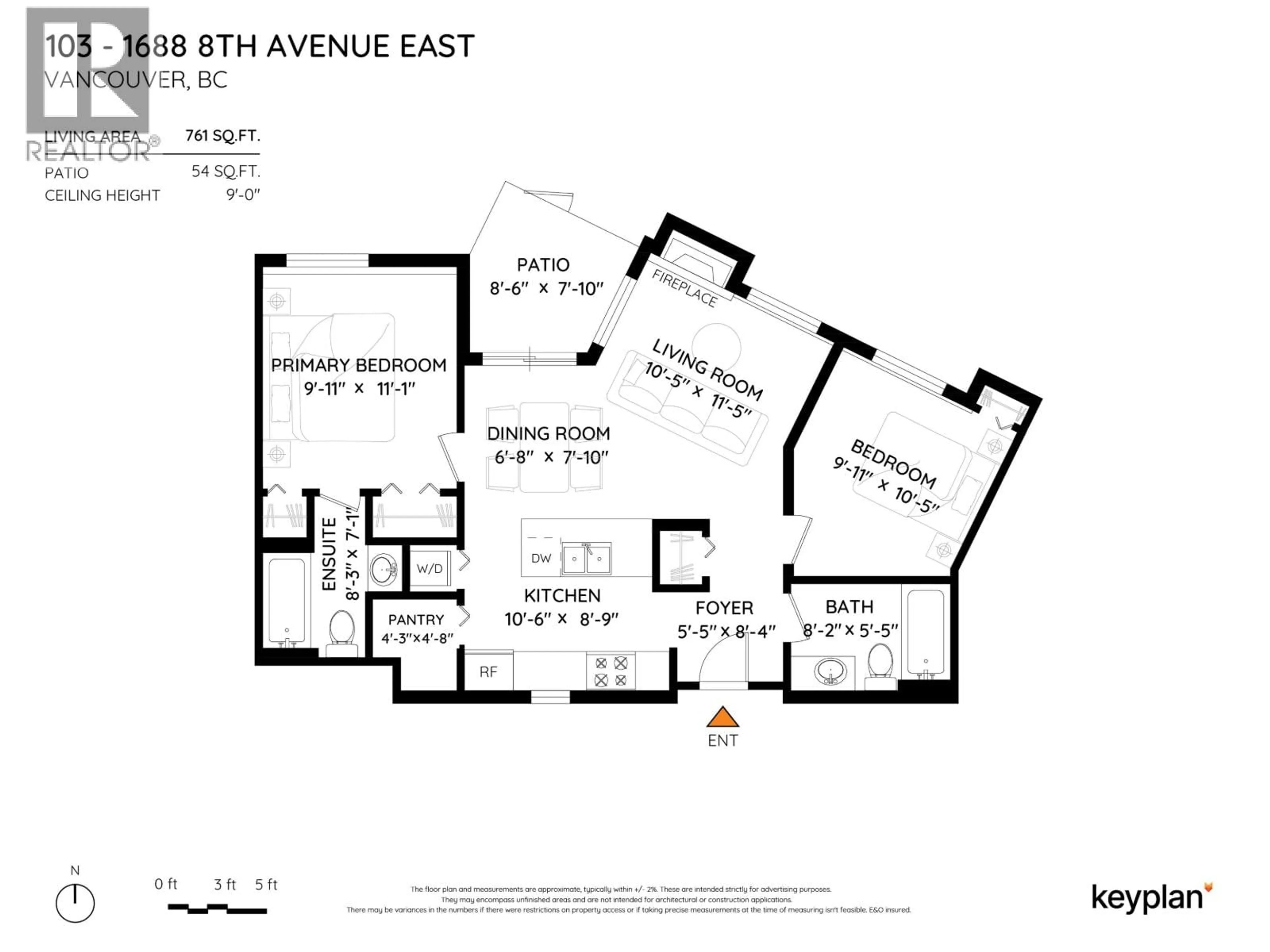 Floor plan for 103 - 1688 8TH AVENUE, Vancouver British Columbia V5N1T5