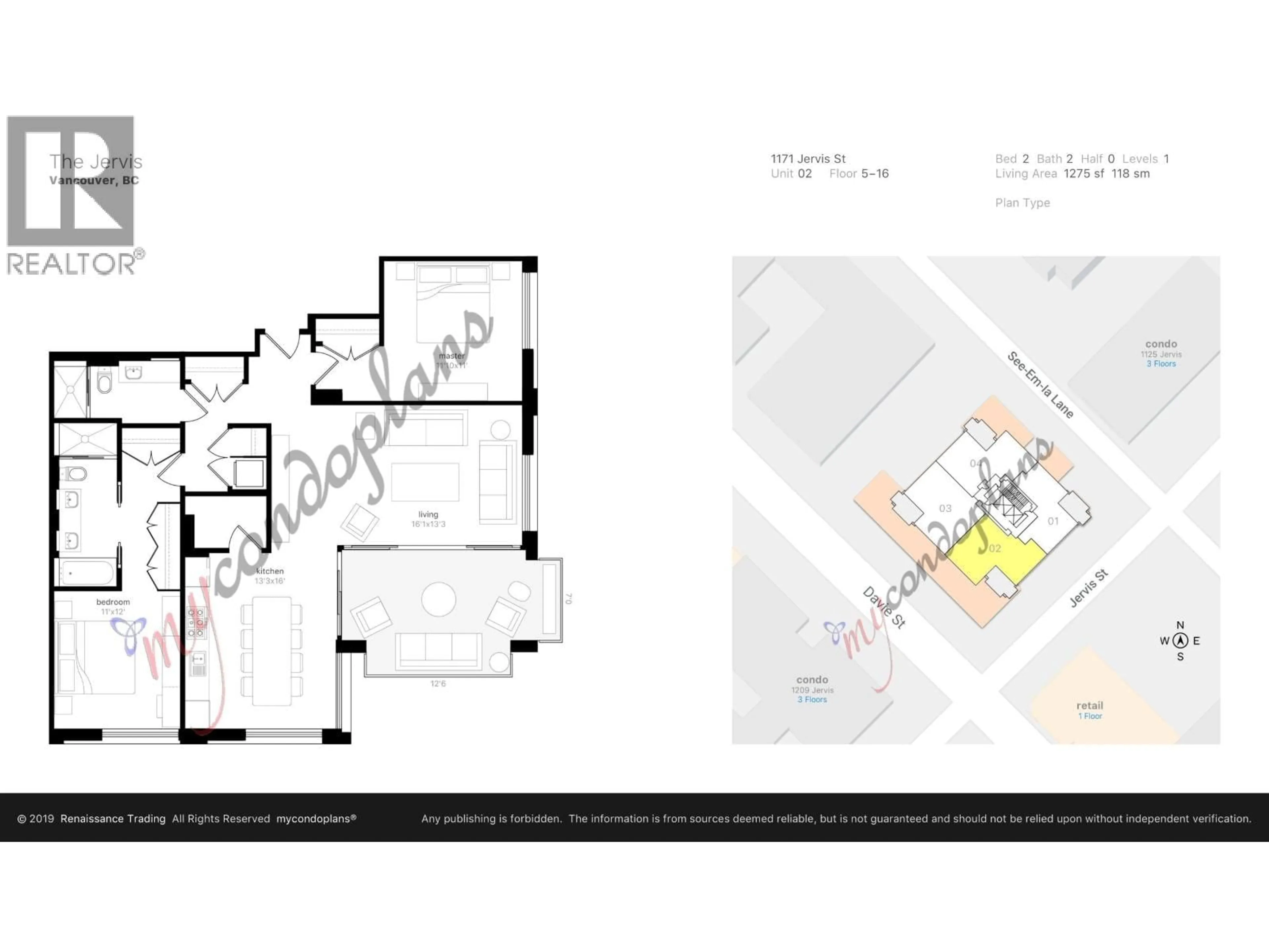 Floor plan for 1002 - 1171 JERVIS STREET, Vancouver British Columbia V6E0C9