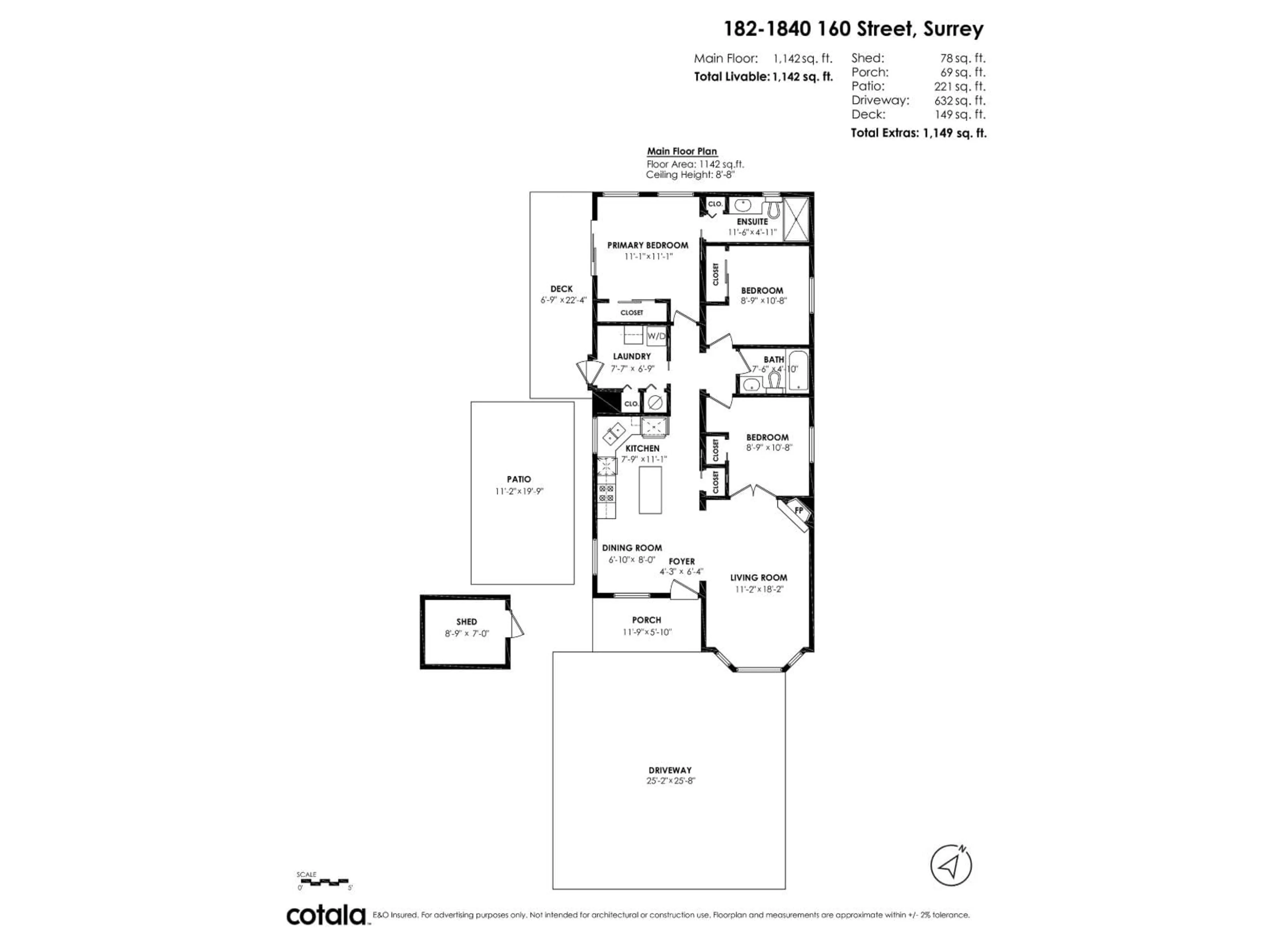 Floor plan for 182 - 1840 160, Surrey British Columbia V4A4X4