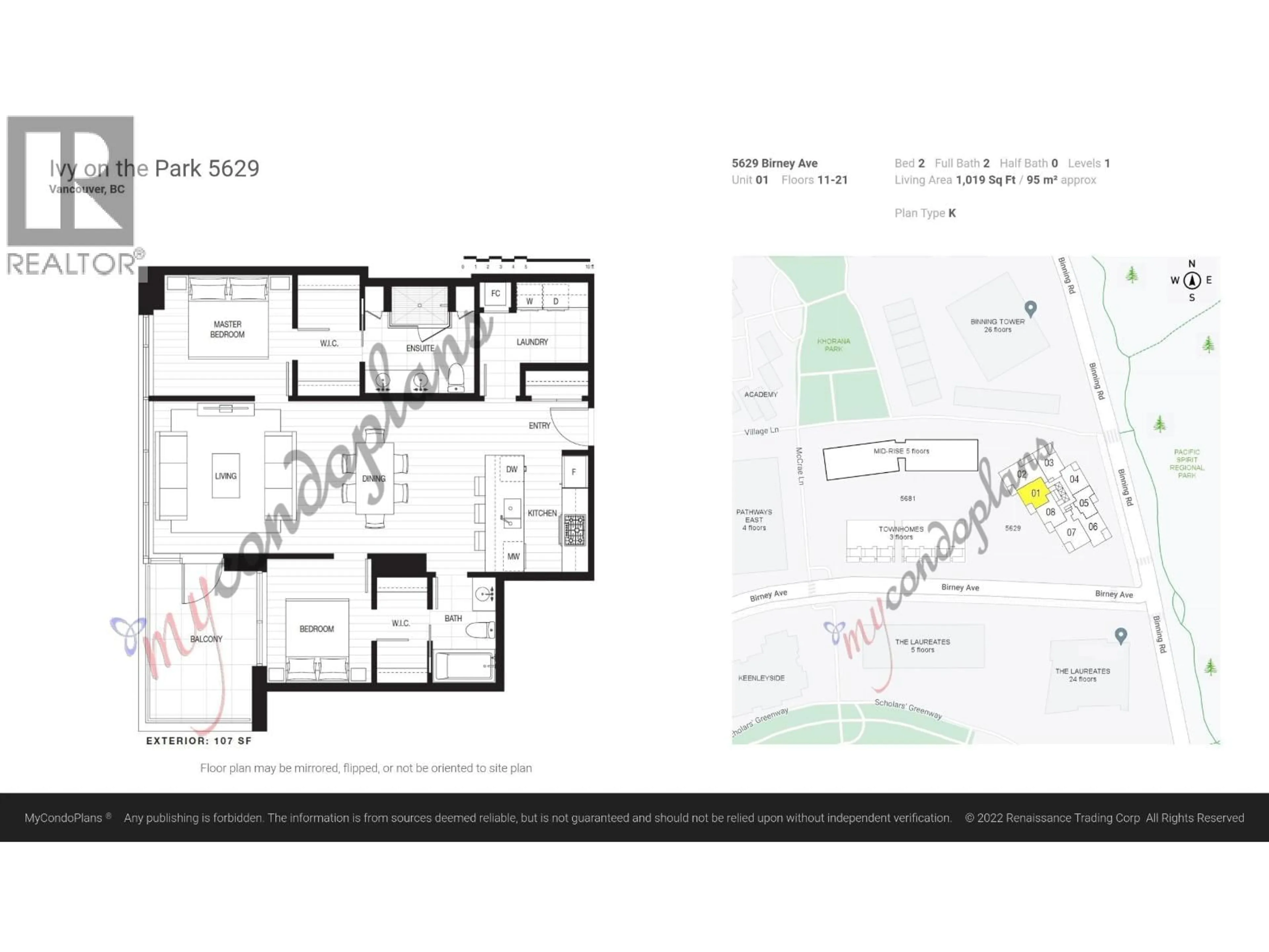 Floor plan for 2001 - 5629 BIRNEY AVENUE, Vancouver British Columbia V6S0L5